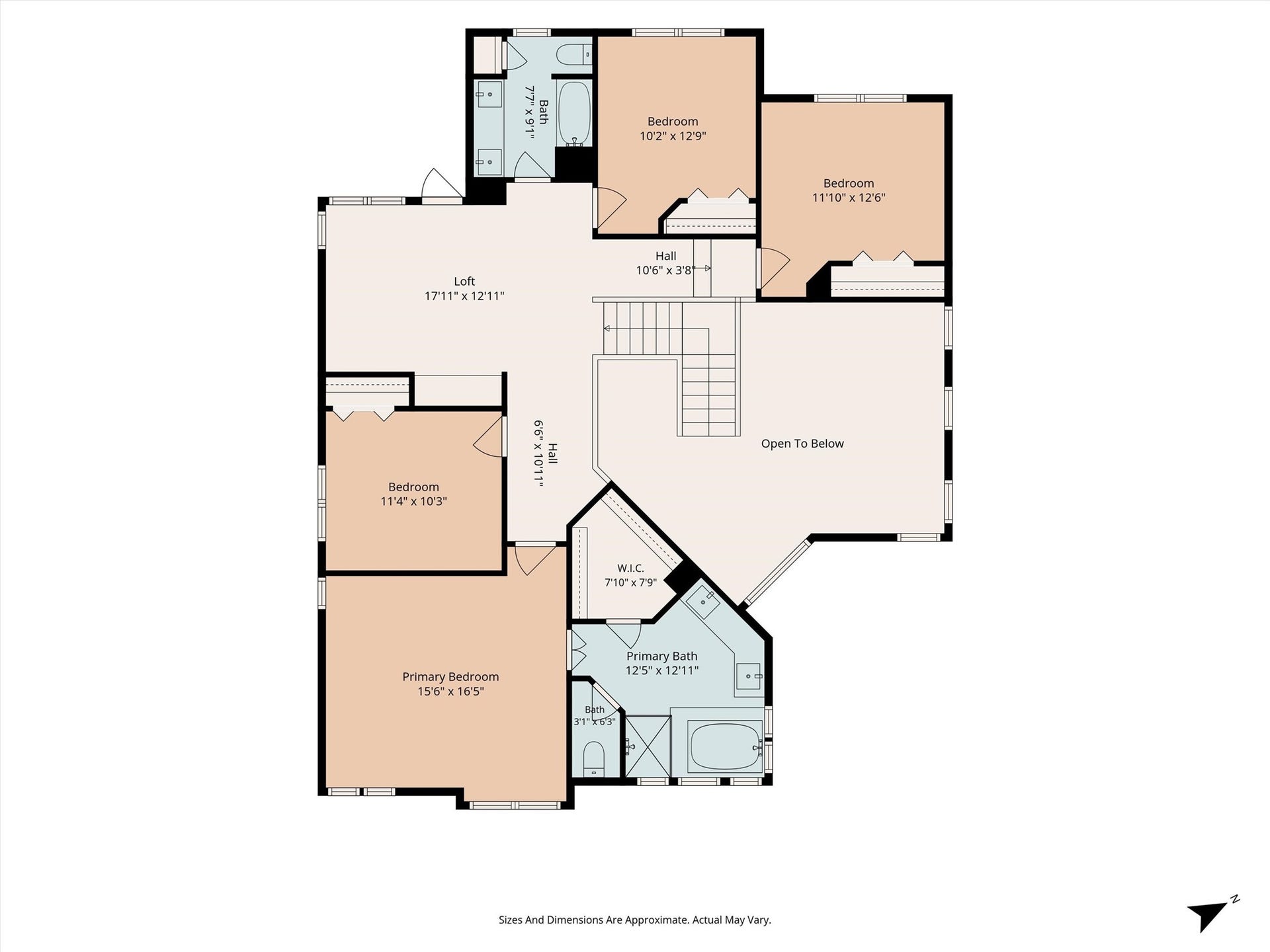 Second Floor Plan *sizes and dimensions are approximate*