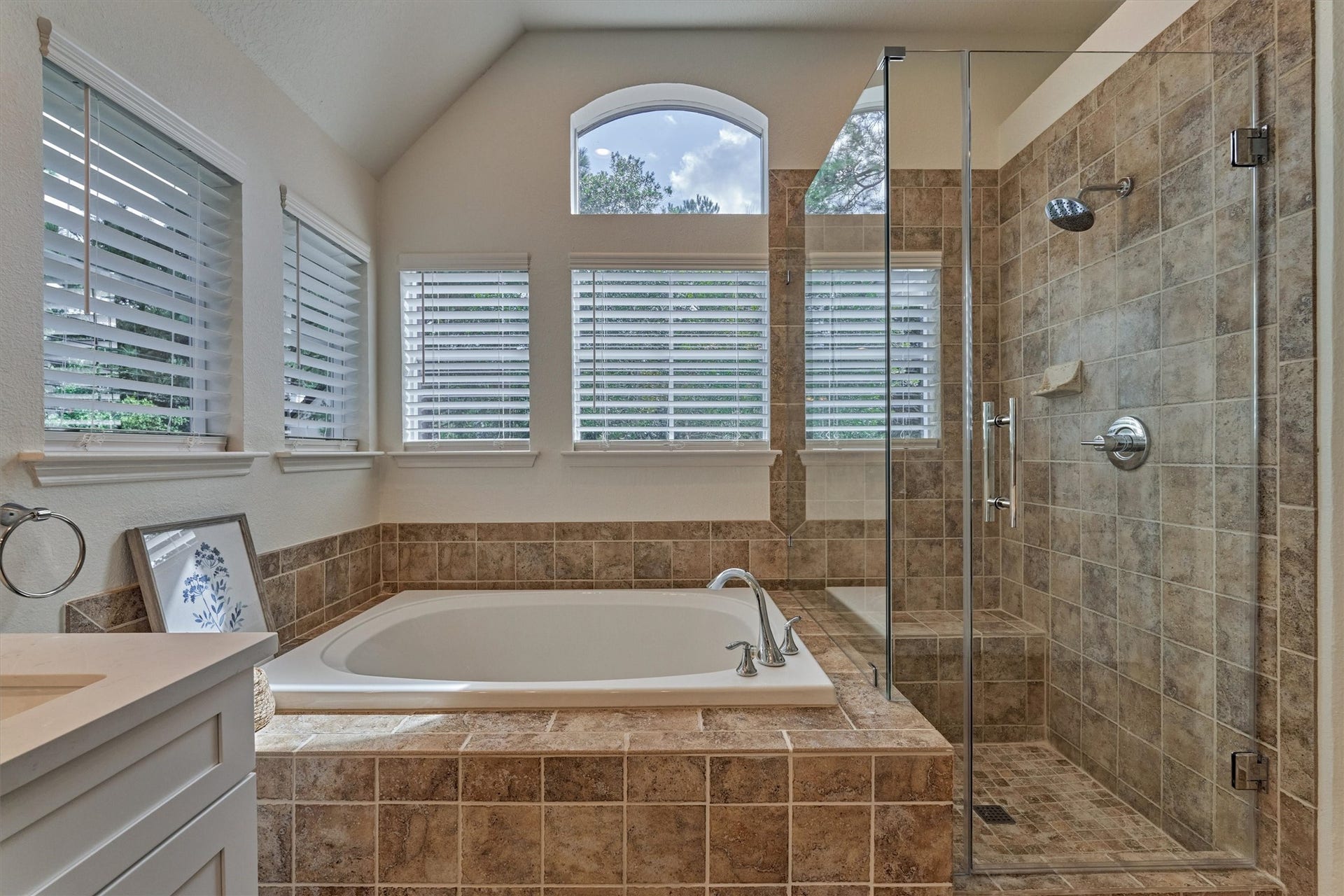 Unwind with a relaxing soak in the tub or refresh in the spacious walk-in shower.