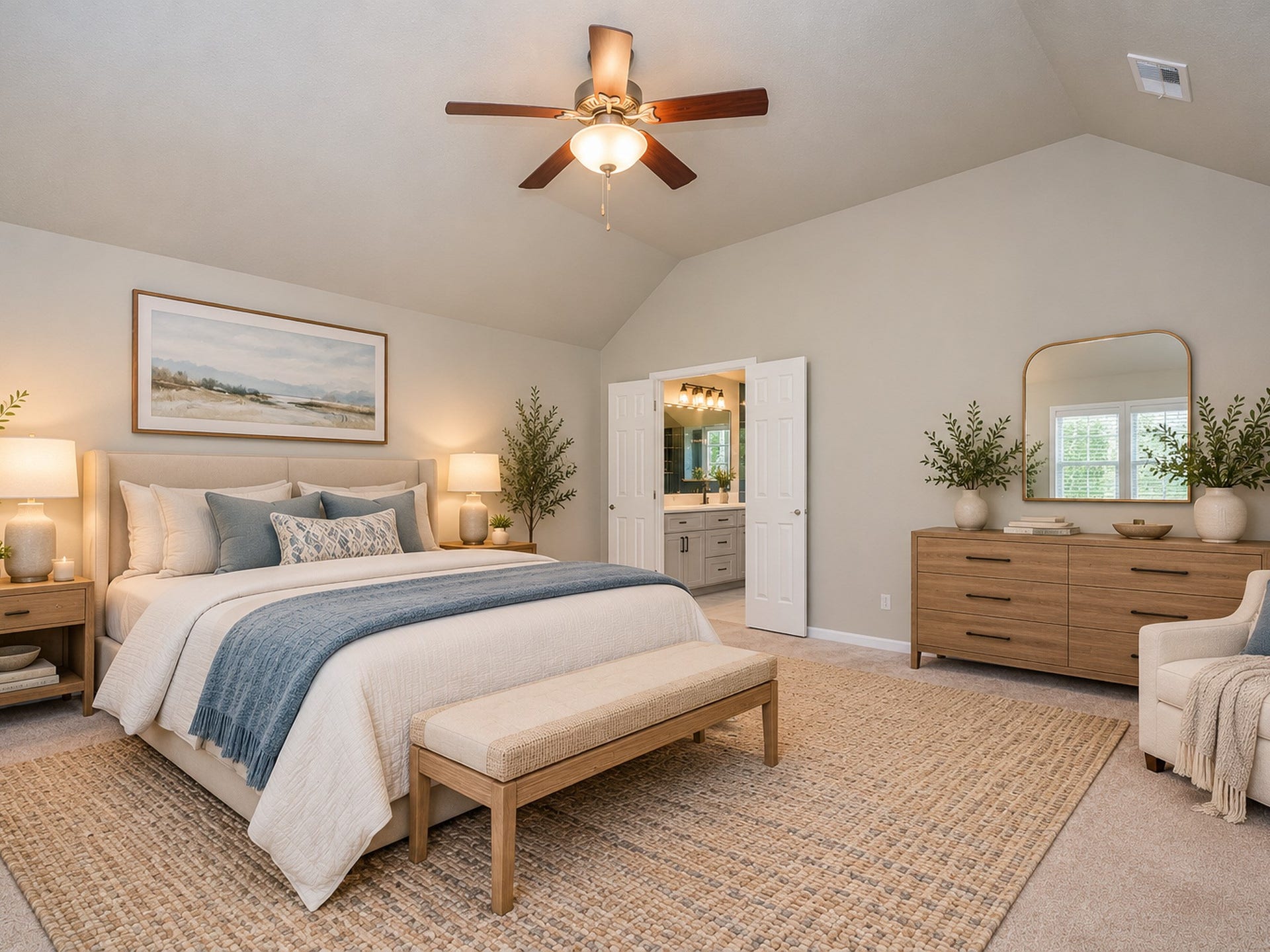 18622 Islandbreeze Drive, Spring, TX 77379 Upstairs primary room virtually staged for reference and not to scale.