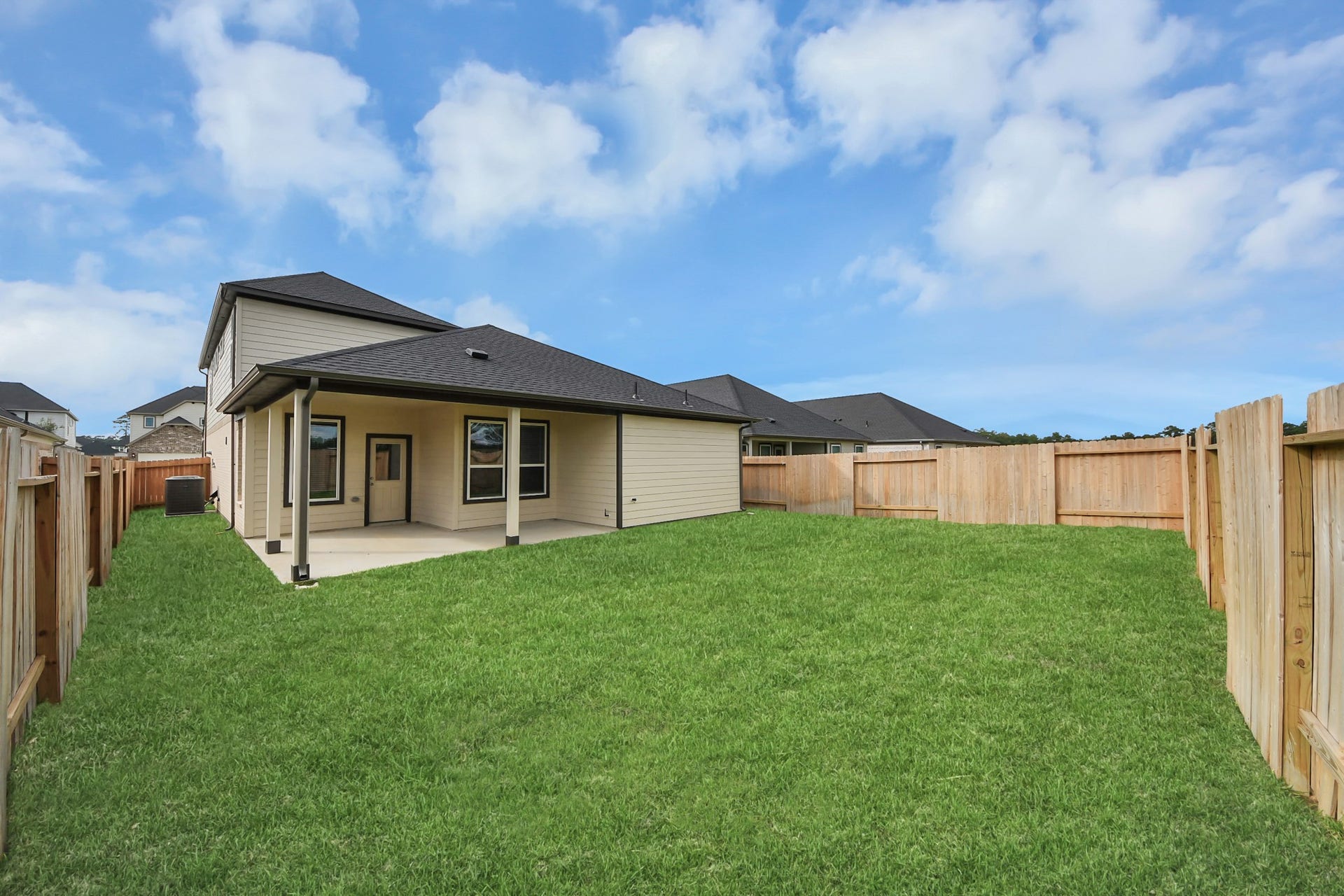 24514 Broad Park Ct, Spring, TX 77373 Come and see this spacious backyard with its beautiful covered patio. There is plenty of room for the kids to play and adults to relax. Perfect for your outdoor living space, patio furniture, bbq pit, and so much more. The possibilities are endless!