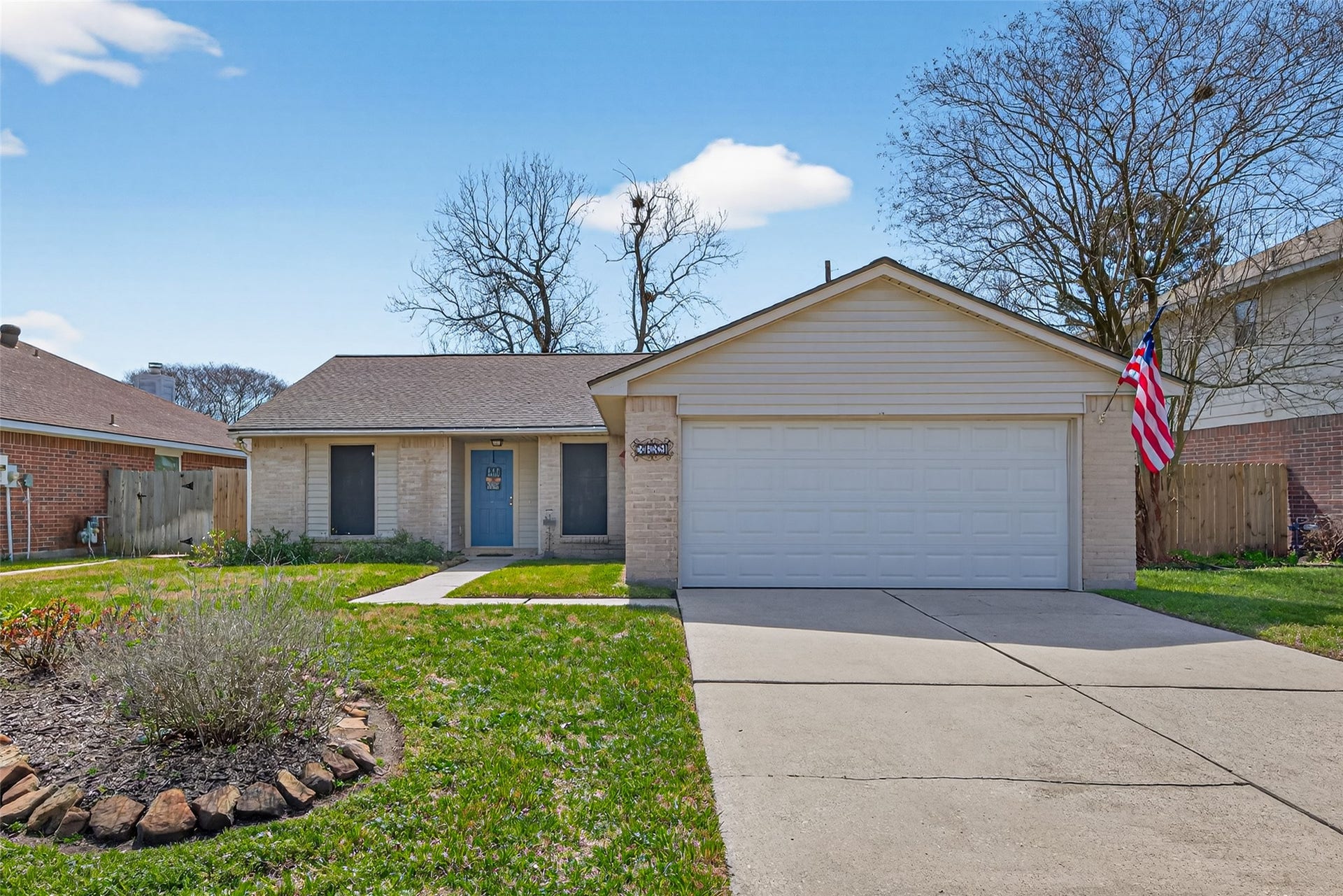 3639 Nutwood Lane, Spring, TX 77389 Inviting one-story home with brick and vinyl exterior, offering cozy charm, and practicality.