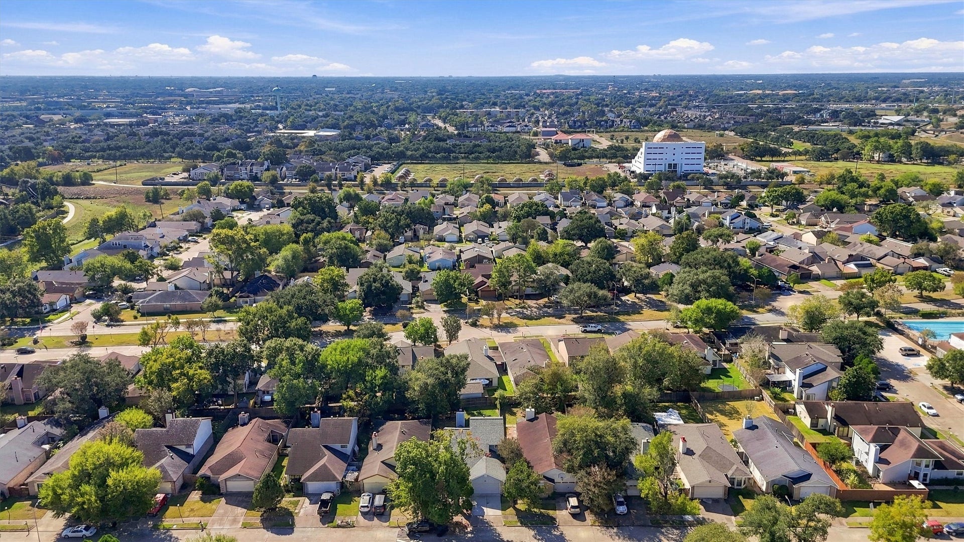 12719 Hollandale Drive, Houston, TX 77082 Neighborhood aerial shows the broader west Houston area, with access to Westpark Tollway, Beltway 8, and Highway 6.