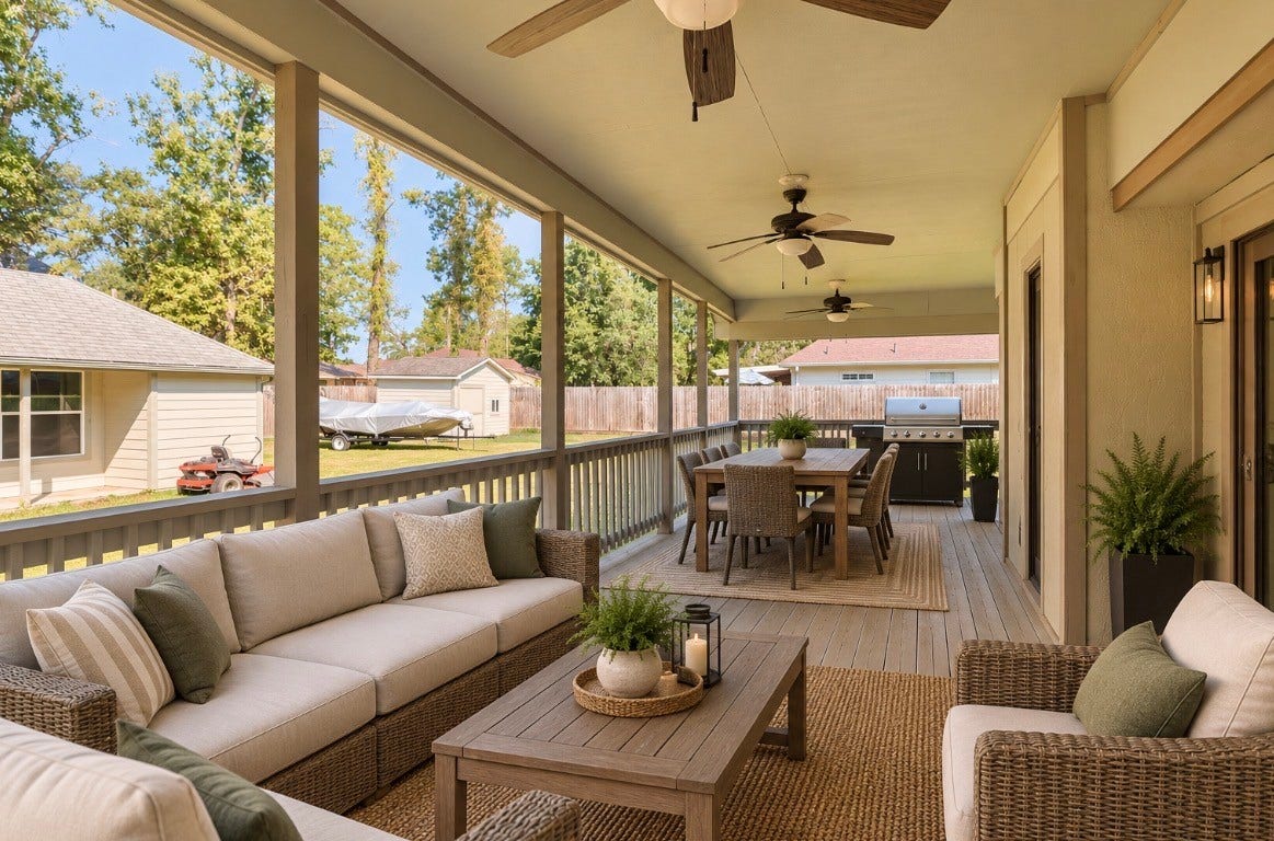10403 Twin Oak Drive, Conroe, TX 77385 Virtually Staged Back Patio