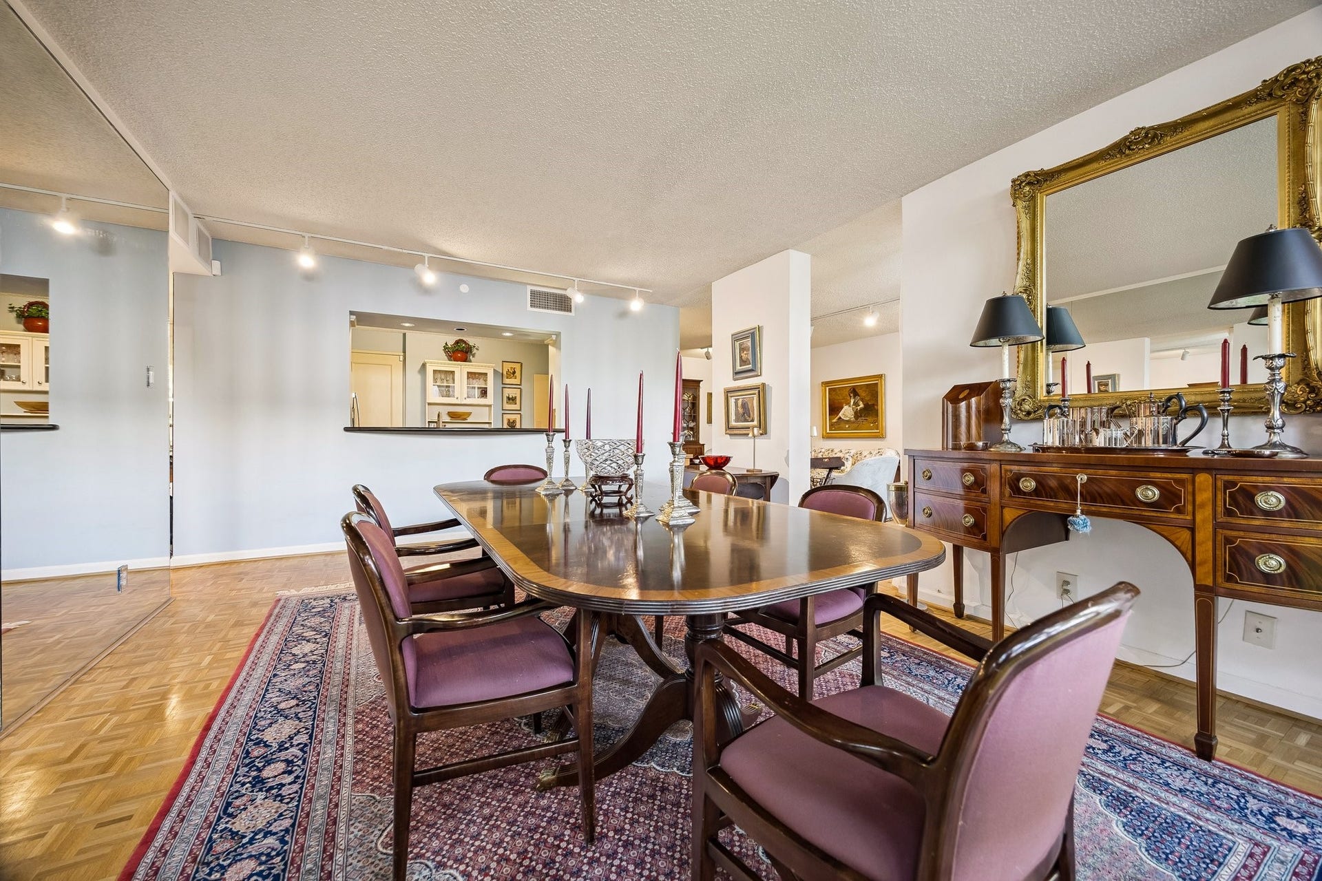 Alternate angle featuring a convenient kitchen pass-through doubling as a serving hatch to the dining area
