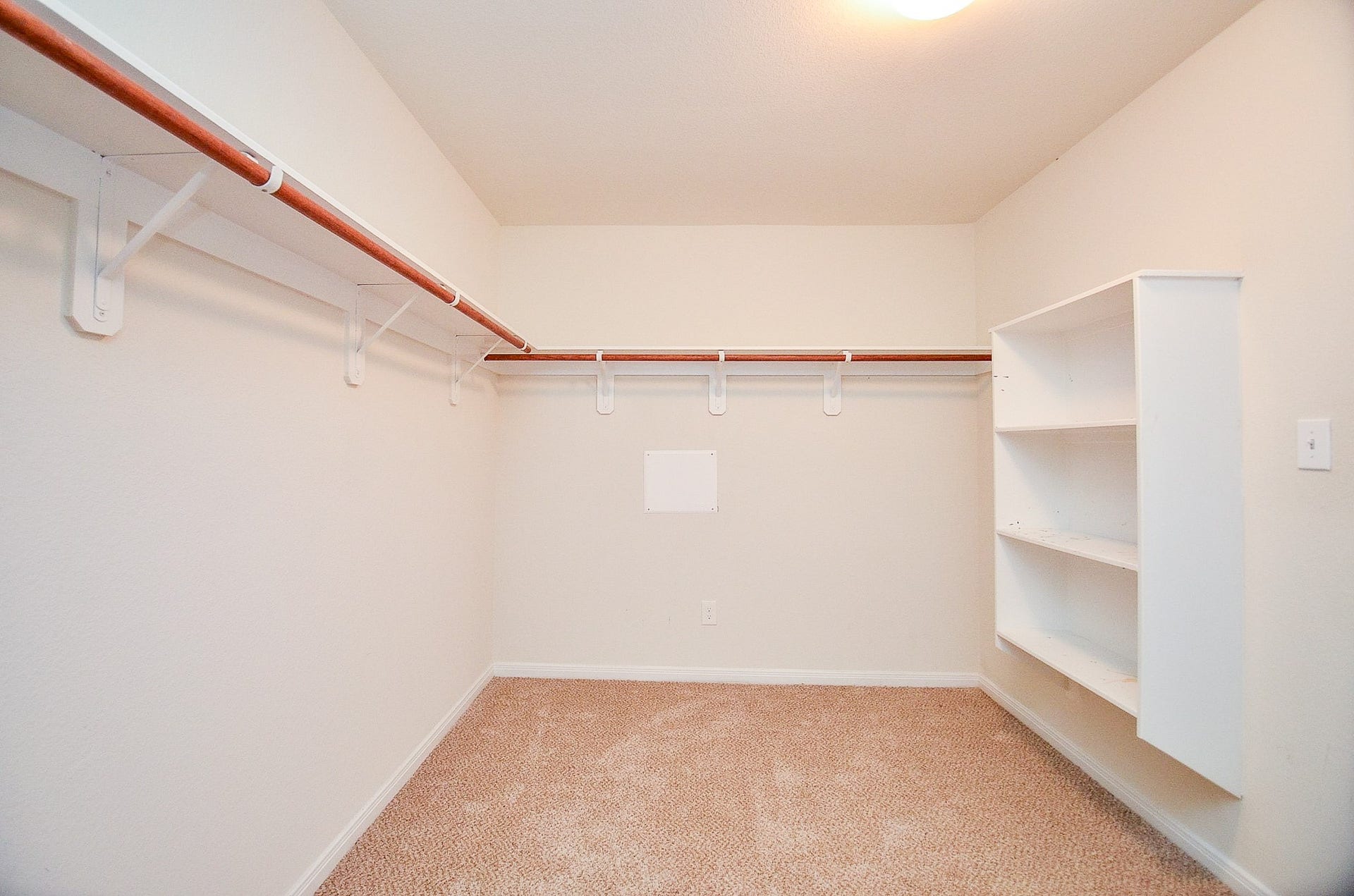 2539 Bedrock Lane, Missouri City, TX 77489 Spacious walk-in closet with ample shelving and hanging space, featuring soft carpet flooring and bright lighting.