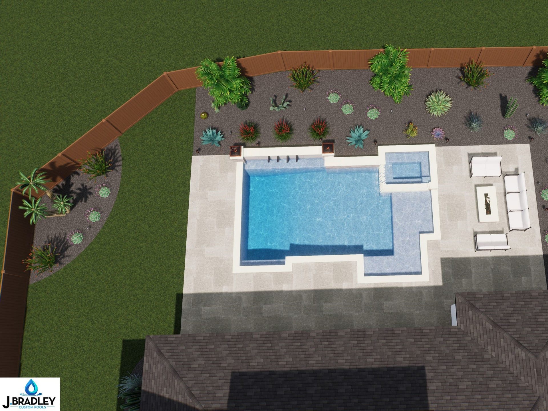 24739 Trull Brook Lane, Spring, TX 77389 Pool rendering by J. Bradley Custom Pools.