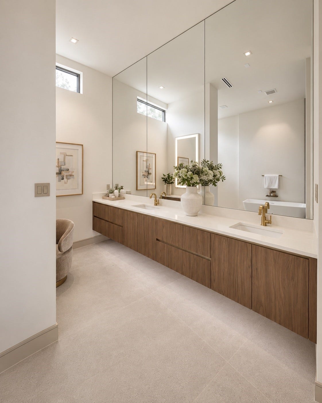 Alternate view of the primary bathroom showcasing its generous space