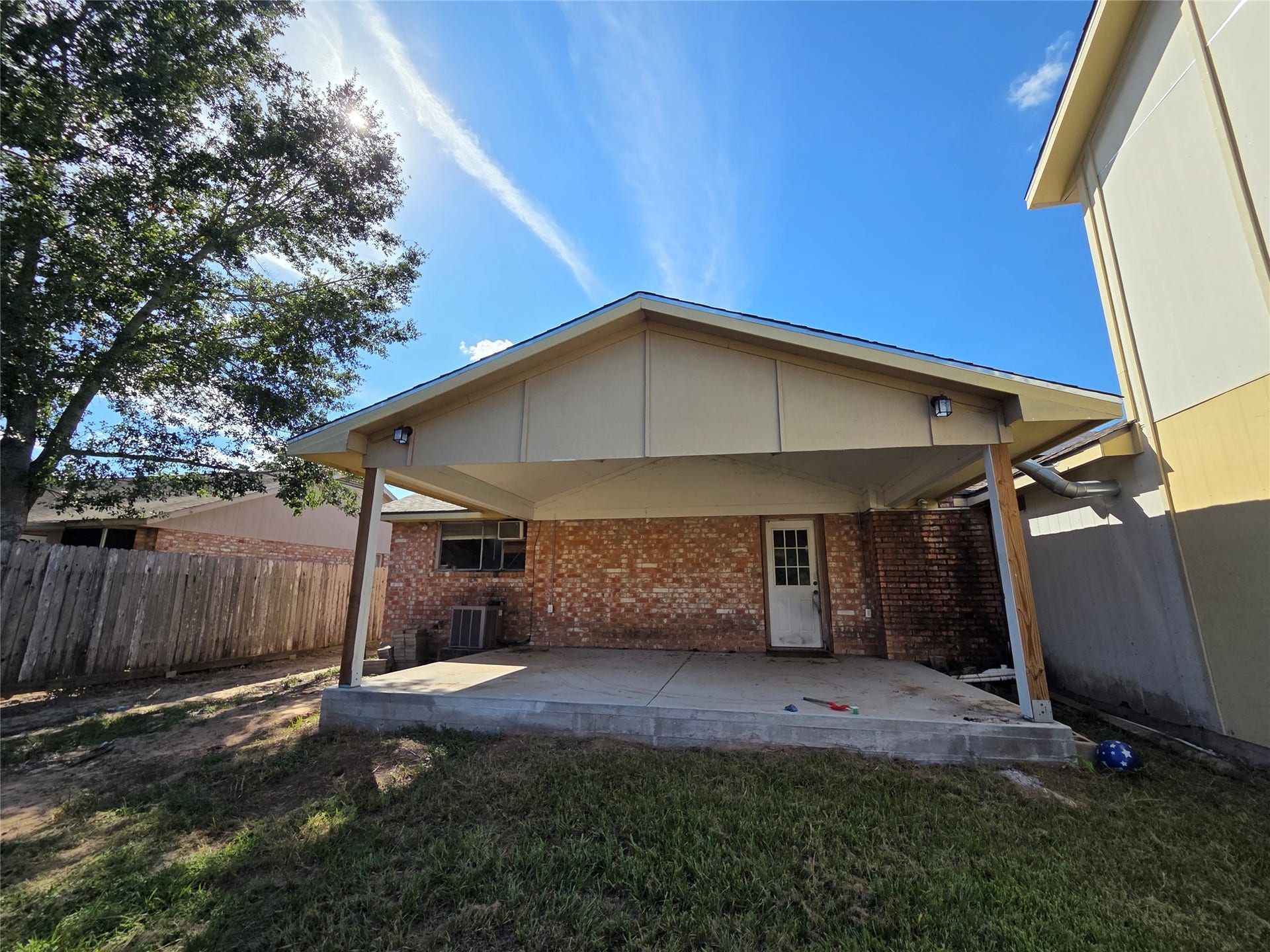 Large covered patio, great for gatherings.