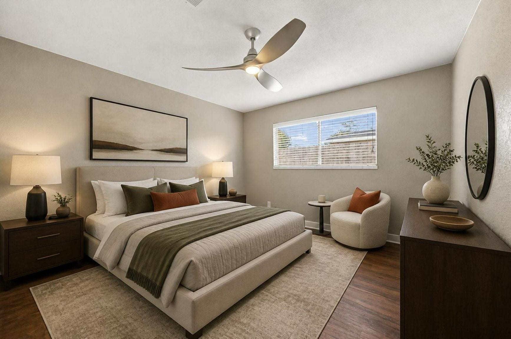 1023 Twinbrooke Drive, Houston, TX 77088 The bedroom highlights simple proportions, clean walls, and flexible private space. Virtually staged.
