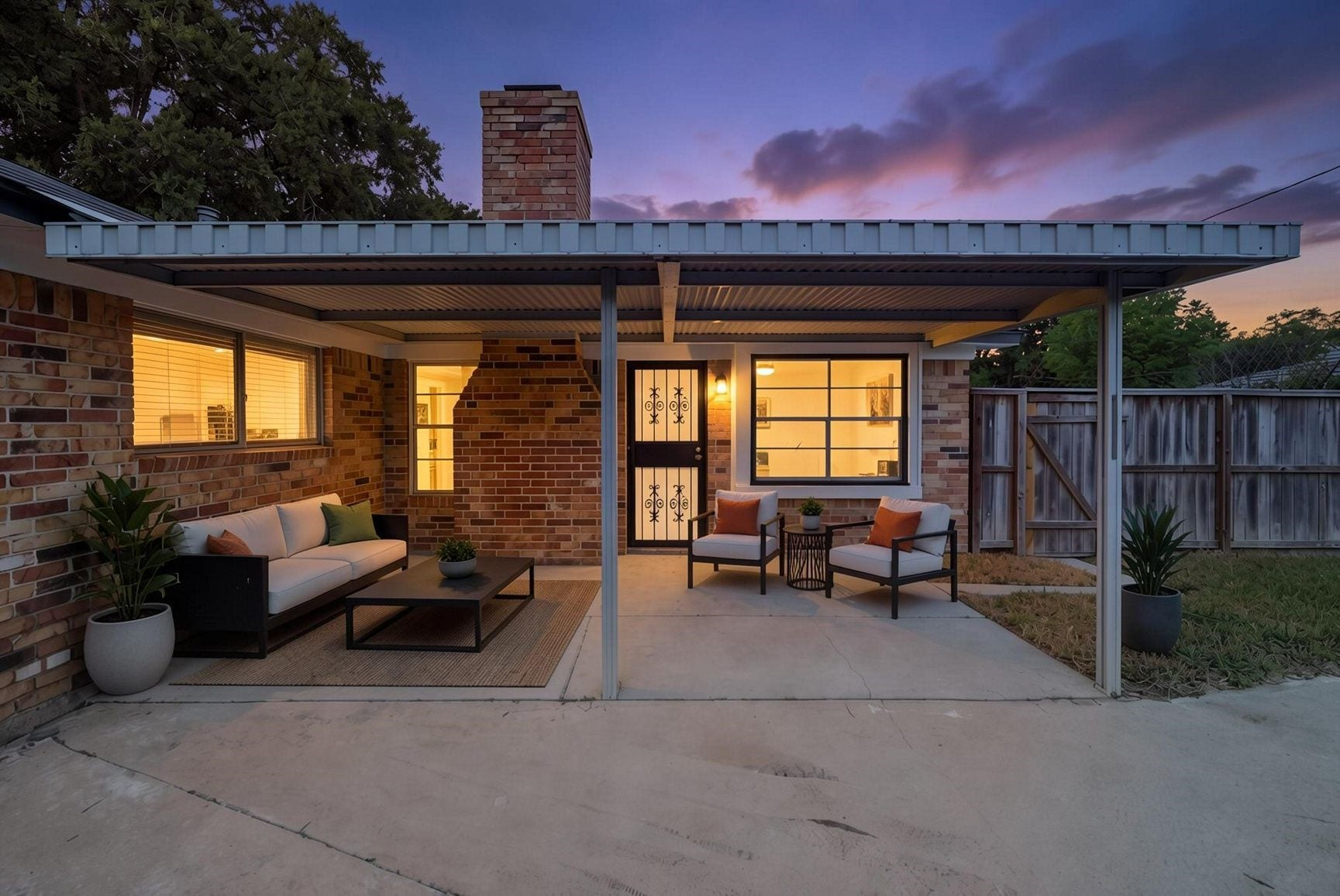 1023 Twinbrooke Drive, Houston, TX 77088 The covered patio creates a shaded outdoor lounge overlooking the pool and backyard. Virtually staged.