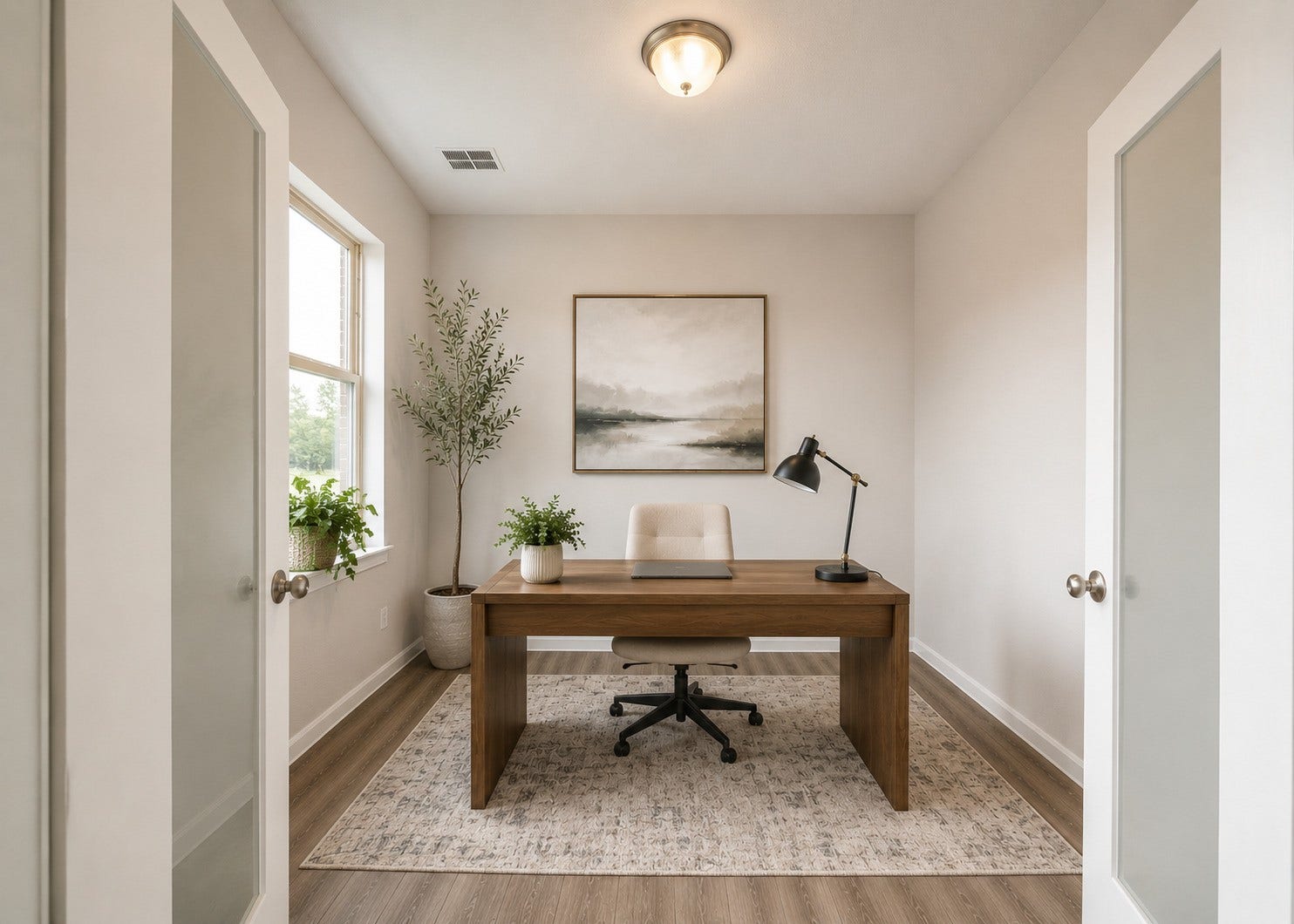 1311 Bonnerjee Drive, Crosby, TX 77532 Perfect space for a private home office or study, offering a bright and comfortable setting for working or studying from home. Virtually staged using AI for visualization purposes. Furniture and dcor shown are not included with the property
