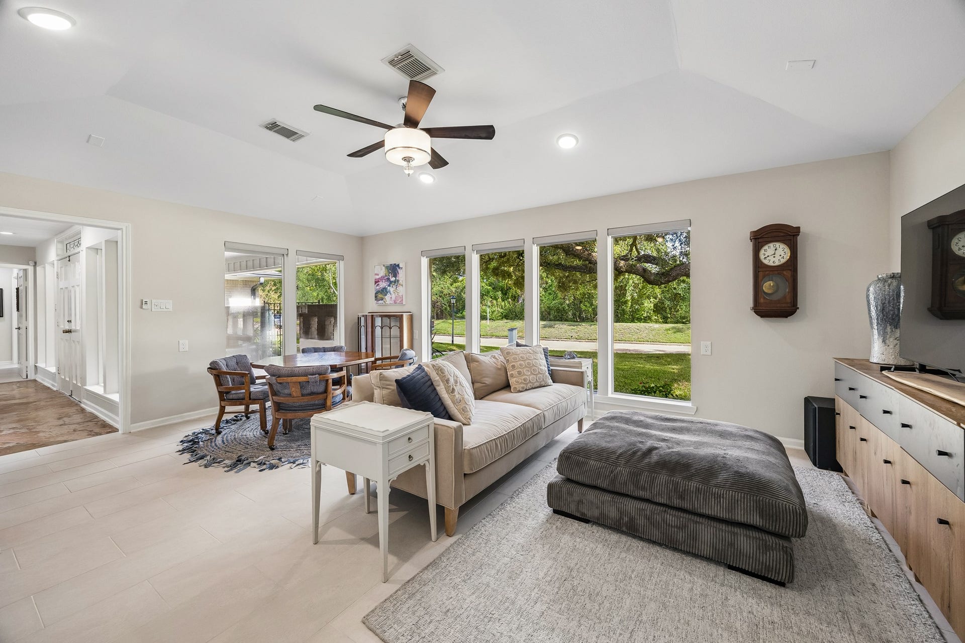 12314 Honeywood Trail, Houston, TX 77077 Another view of the spacious gameroom showcasing expansive windows overlooking the front yard and patio.