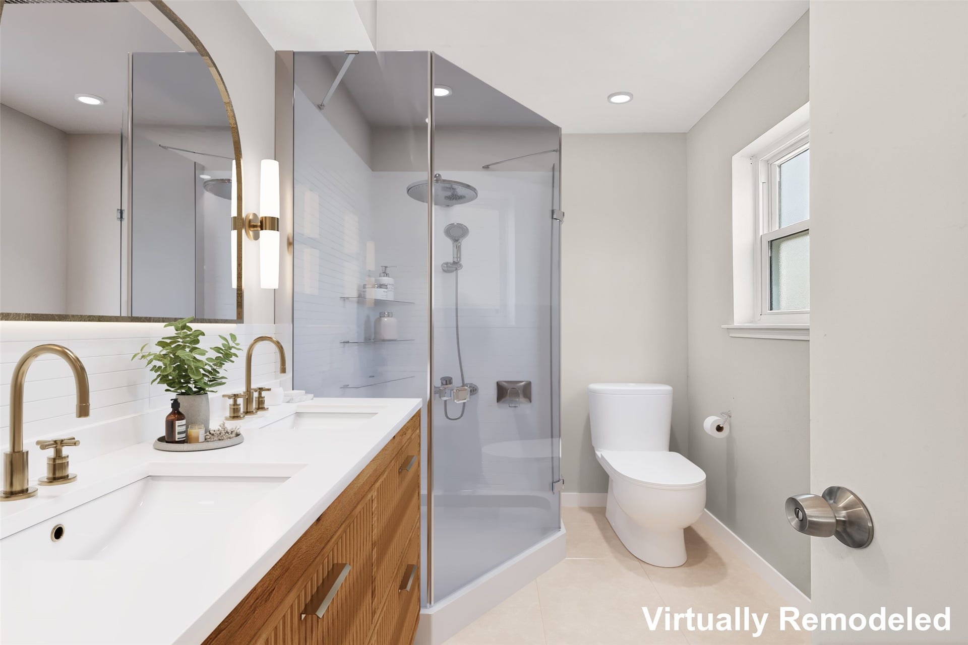 2610 Teague Road, Houston, TX 77080 Virtually reimagined primary bathroom.