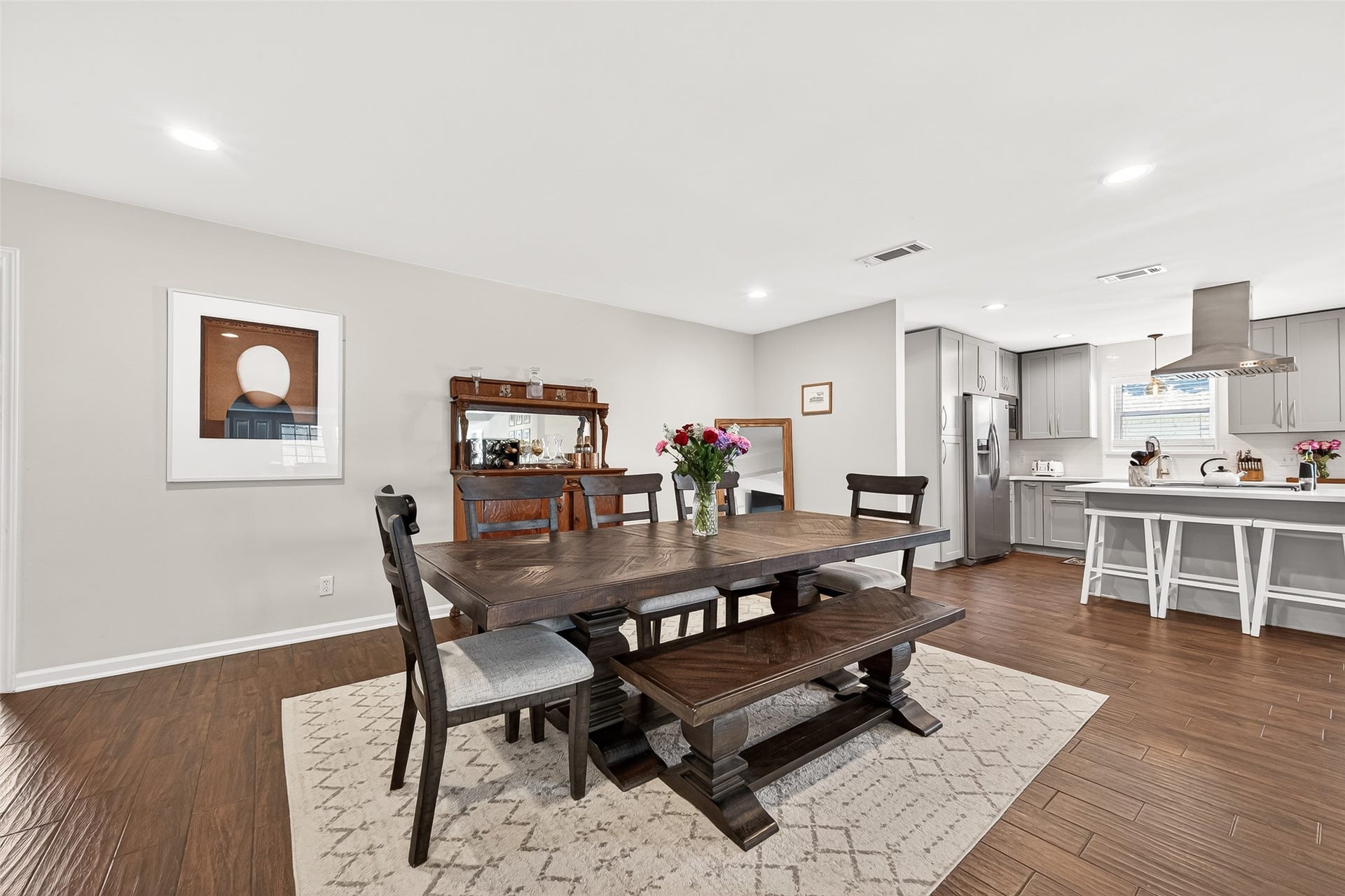 2610 Teague Road, Houston, TX 77080 The dining room is in front of the fireplace and sets the tone for the house - warm and inviting.