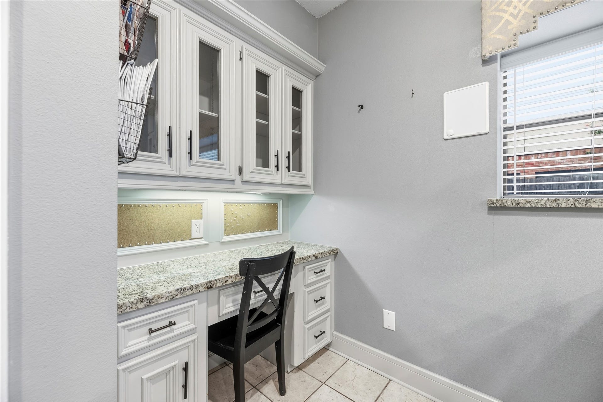 Built-in study area in the kitchen.