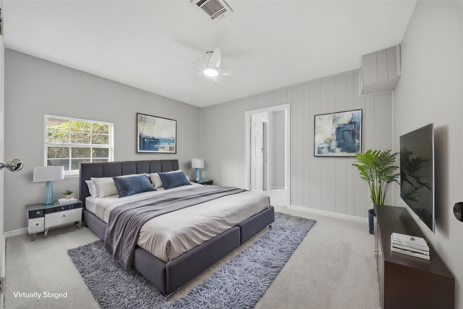 Virtually staged guest bedroom