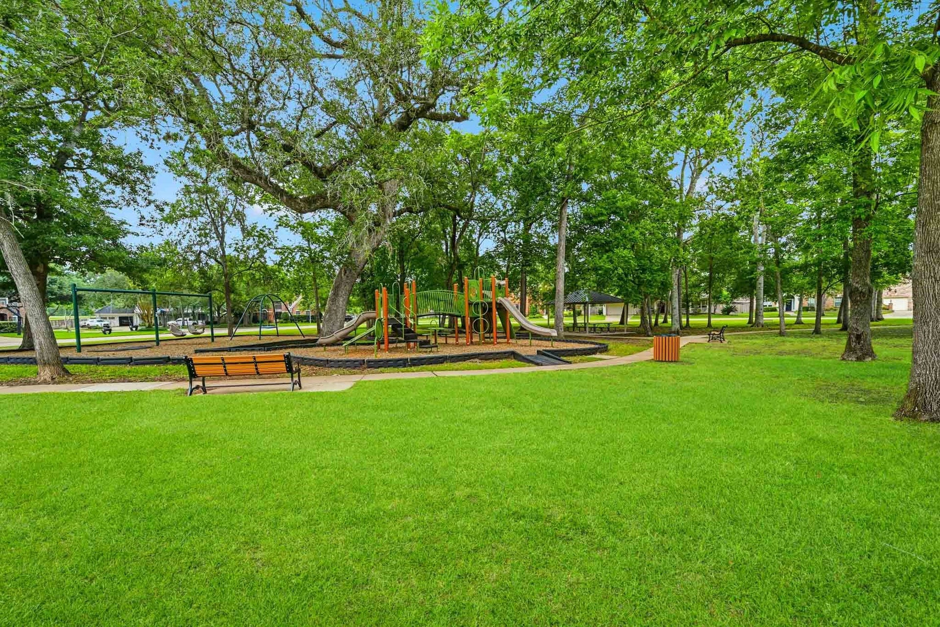 3807 Oakland Circle, Missouri City, TX 77459 Park across the street offers a couple playsets, bench, swing set & more