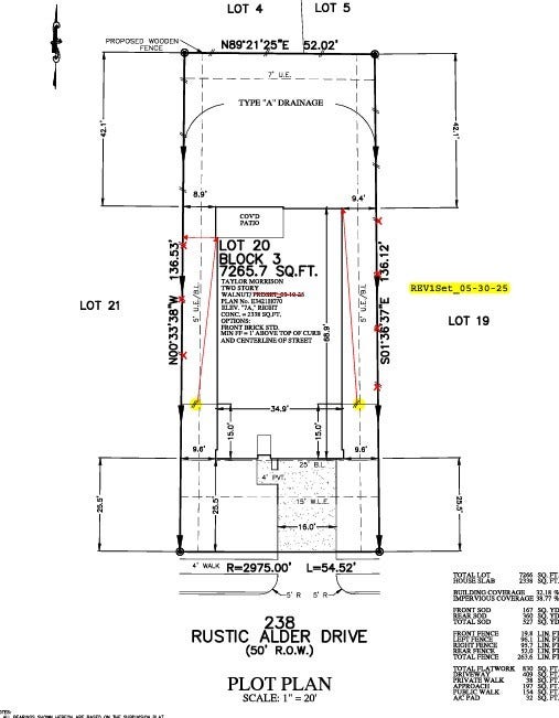238 Rustic Alder Drive Preliminary Plot Plan
