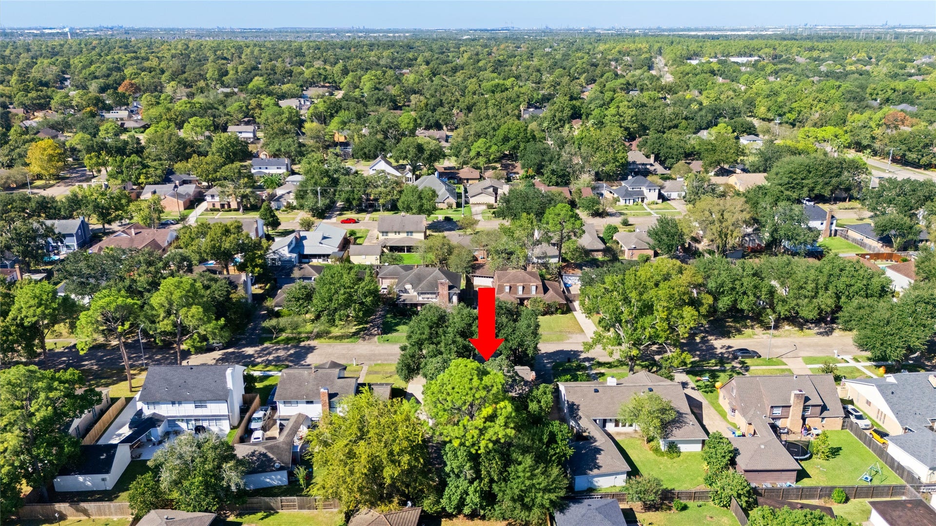 Aerial view from the South side of the property.