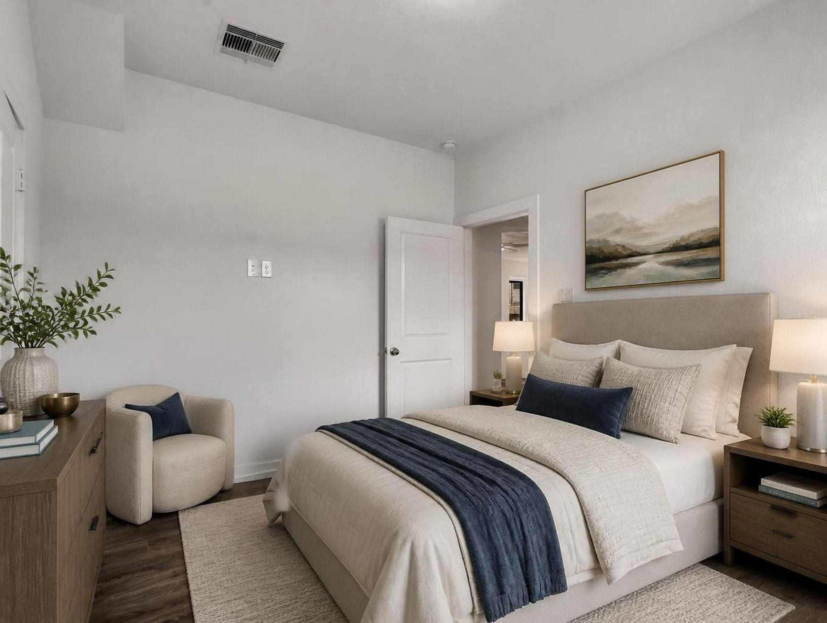 13021 Sapphire Lake Lane, La Marque, TX 77568 The bedroom continues with a simple, finished layout and natural light. A bright, flexible space within the upstairs wing. Virtually staged.
