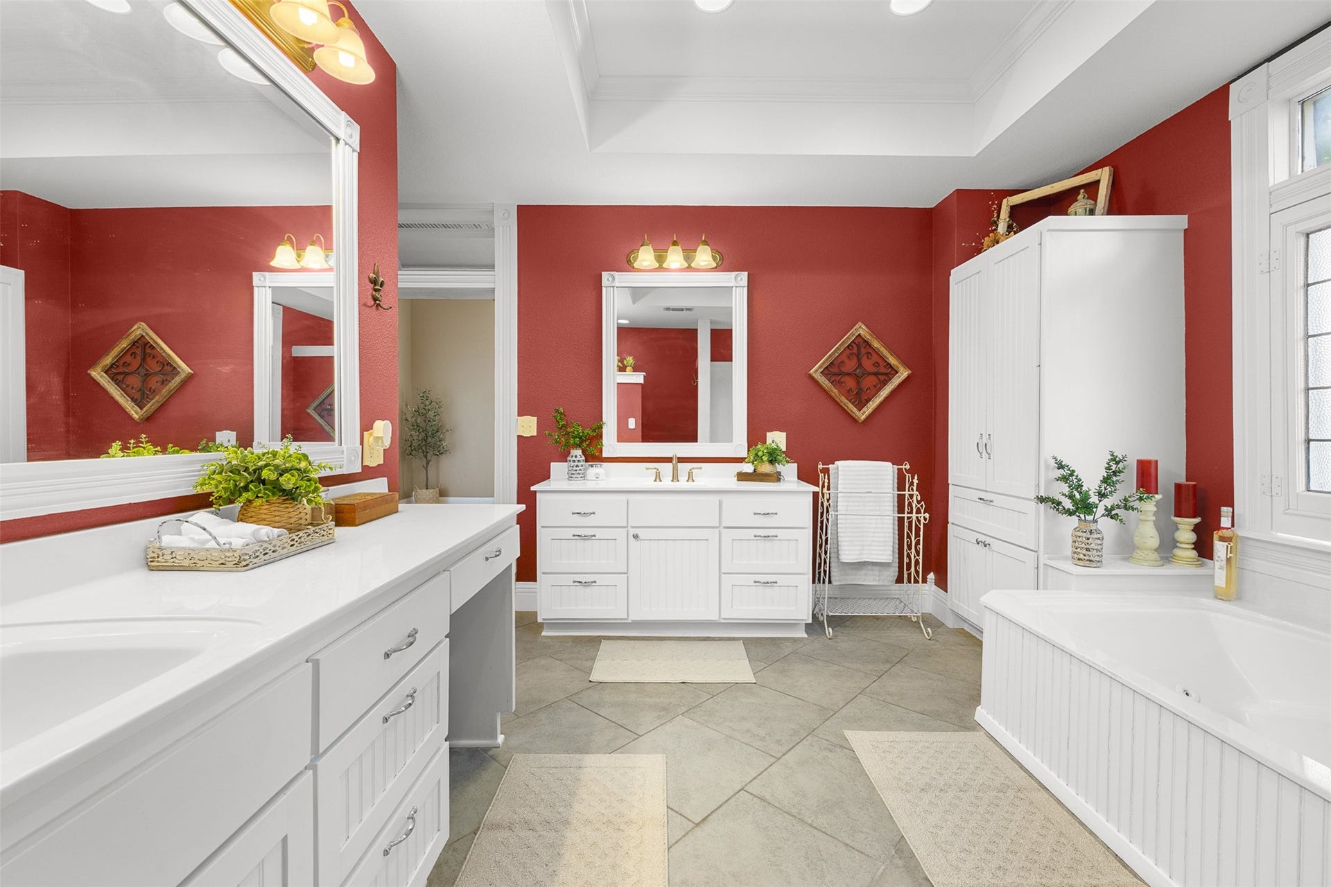 326 W Colorado Street, La Grange, TX 78945 Another view of the primary bath showcases its dual vanities, bright finishes and spacious layout.