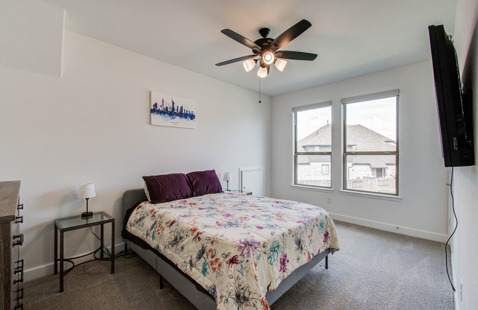 24430 Switchgrass Valley Way, Katy, TX 77493 Roller shades and ceiling fan. secondary bedroom up.
