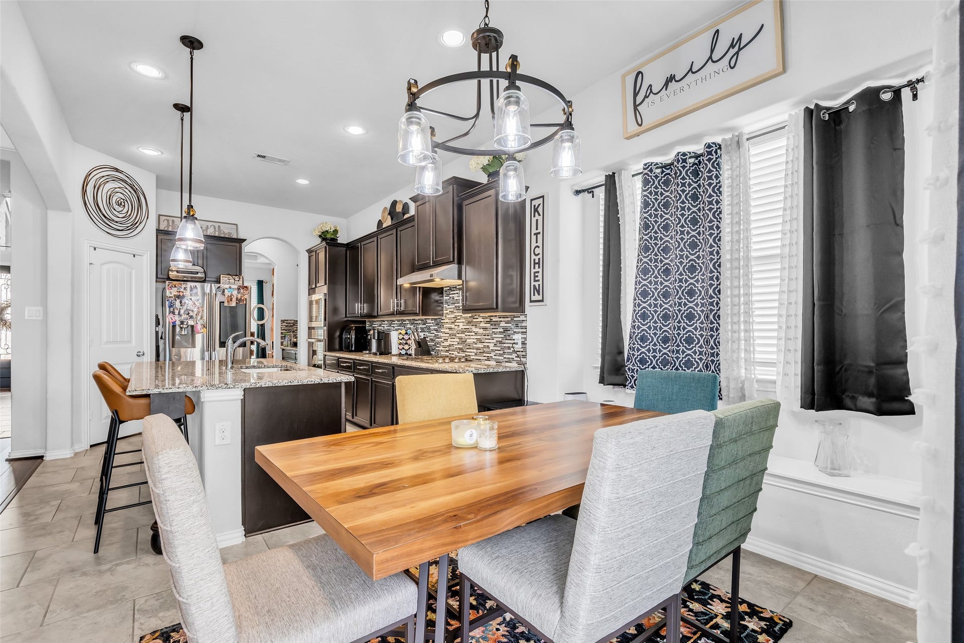 Breakfast bar with kitchen view.