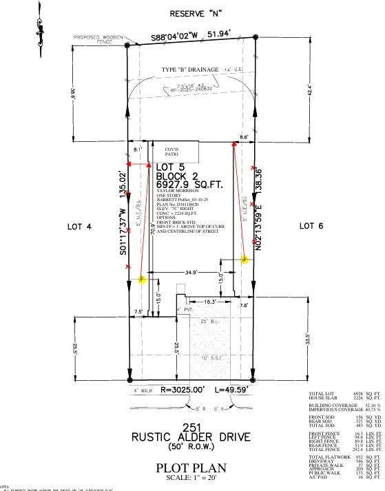 251 Rustic Alder Drive Preliminary Plot Plan