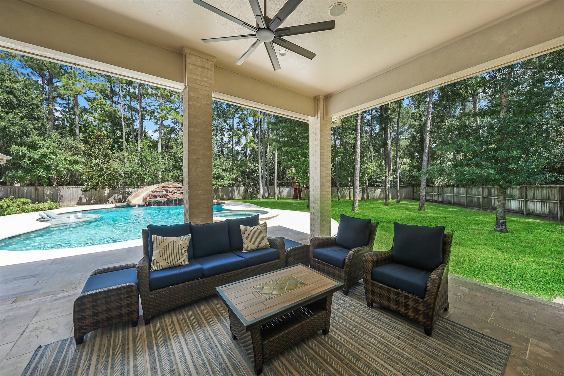 19 Harmony Links Place, The Woodlands, TX 77382 The entire home has new gutters (2021) and French drains were installed throughout the backyard (2025)!