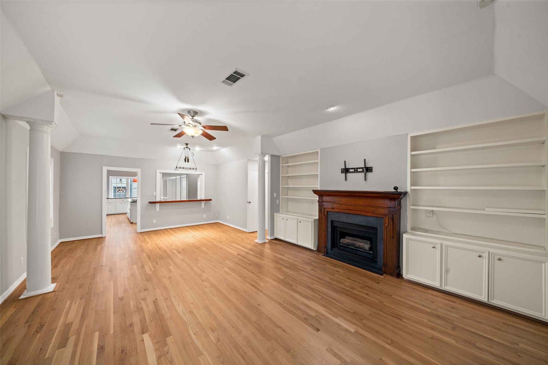 Large living room with dining room combination