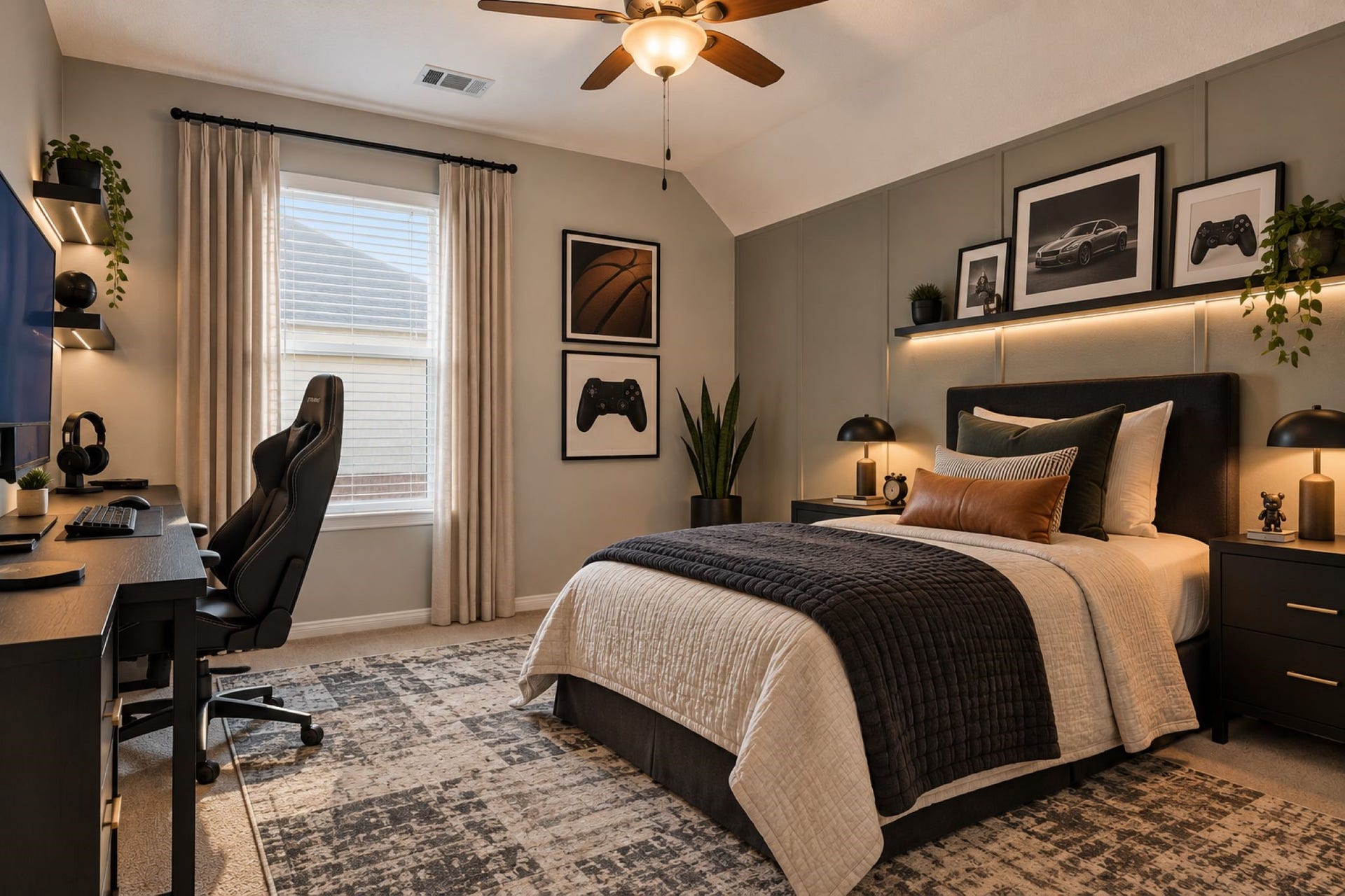 Virtually staged secondary bedroom