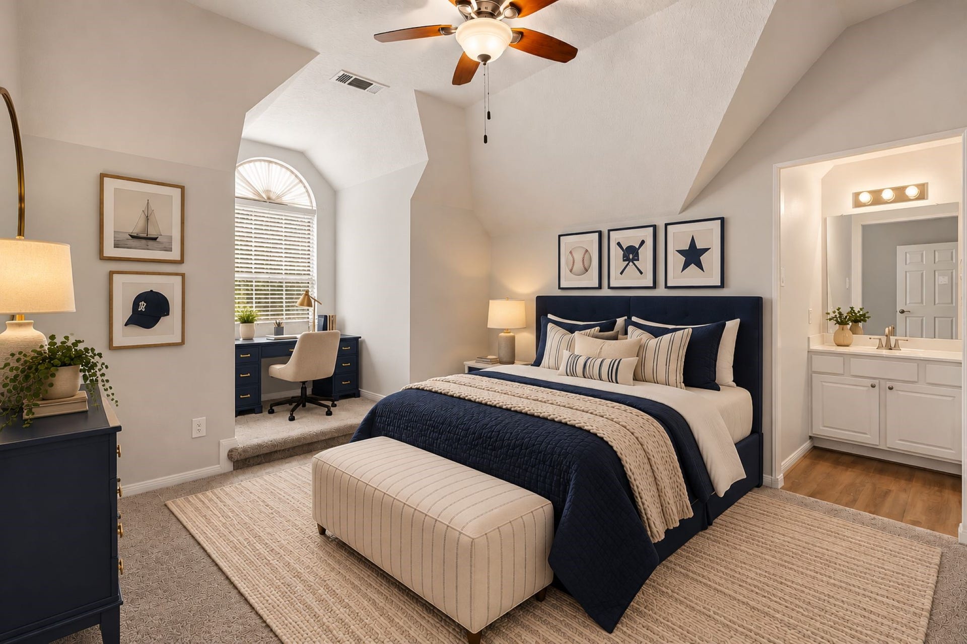 Virtually staged secondary bedroom