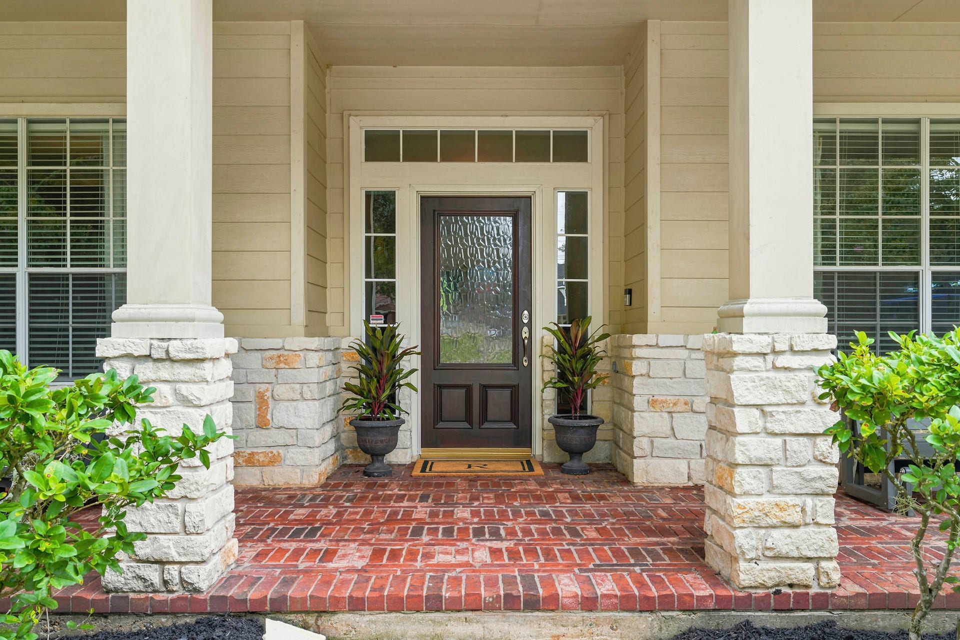 Beautiful porch with updated LED lighting.