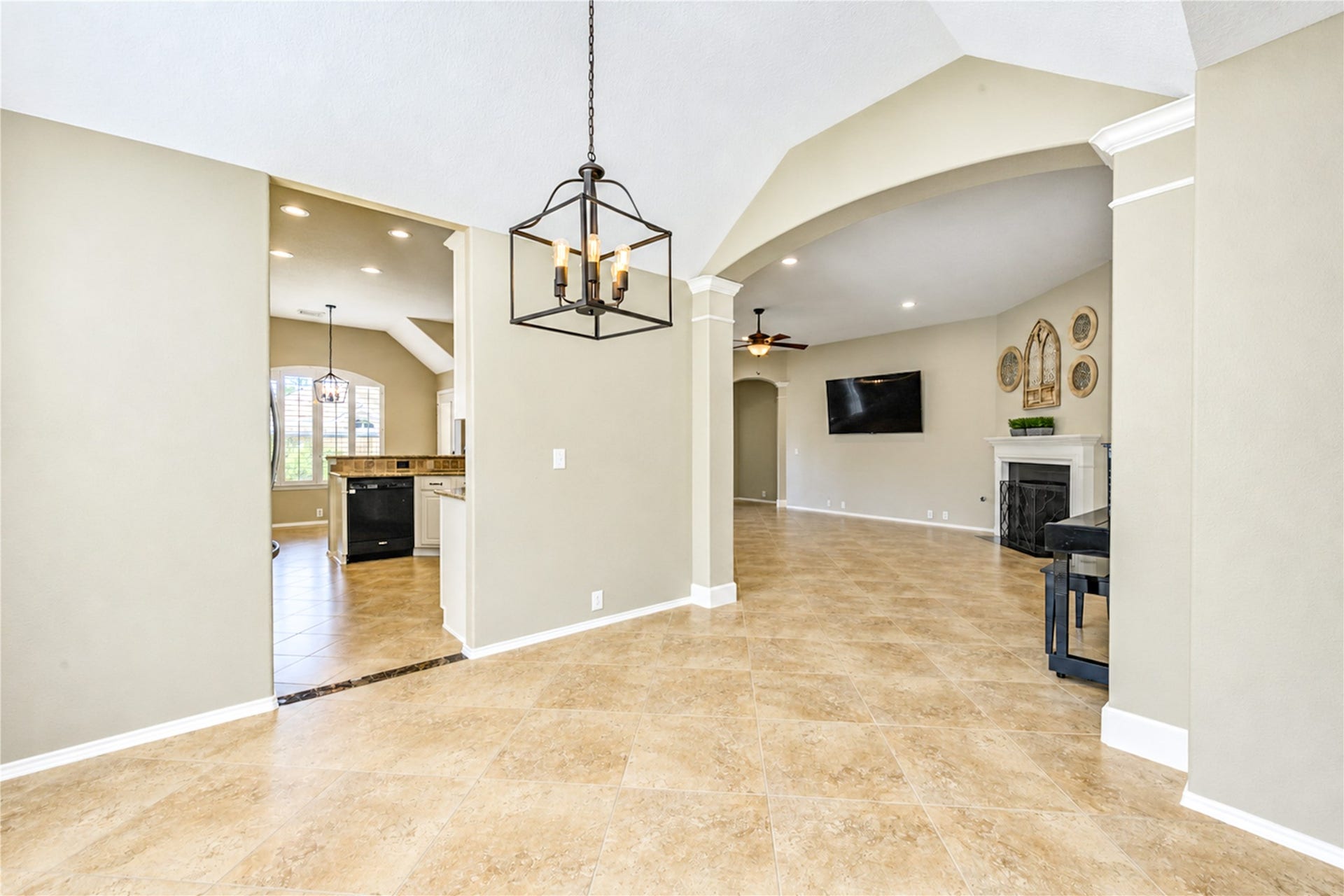 The dining room is beautifully designed and centrally located for everyday living and entertaining.