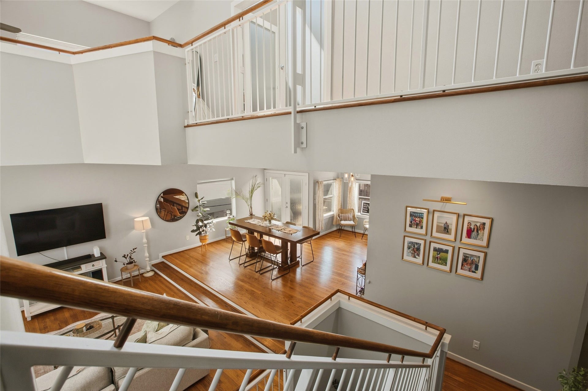 1803 Oneil Street, #C, Houston, TX 77019 Overlook from above shows the open layout and dramatic two-story ceilings.