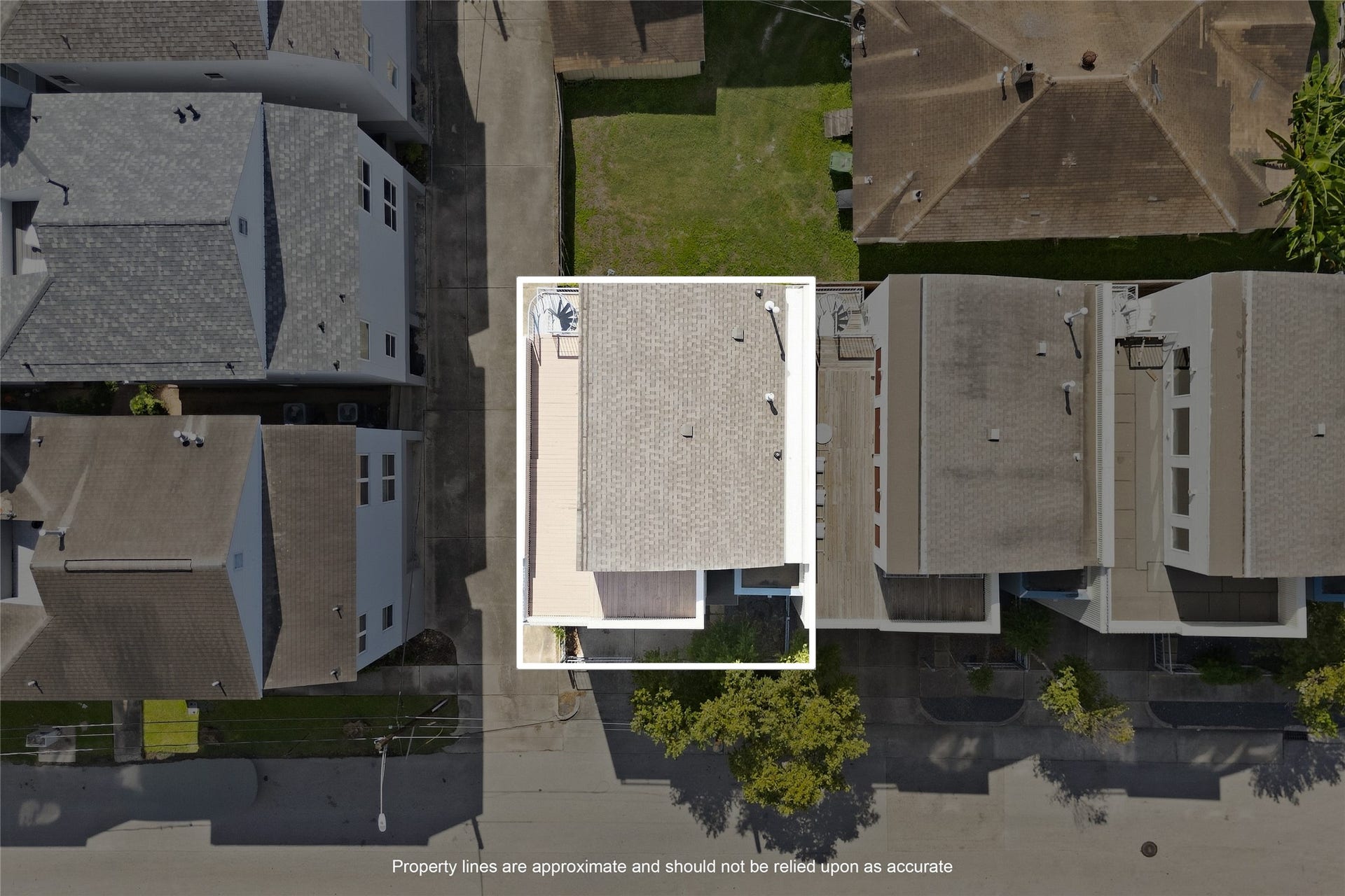 1803 Oneil Street, #C, Houston, TX 77019 Aerial view of the property. Lot lines are approximate.