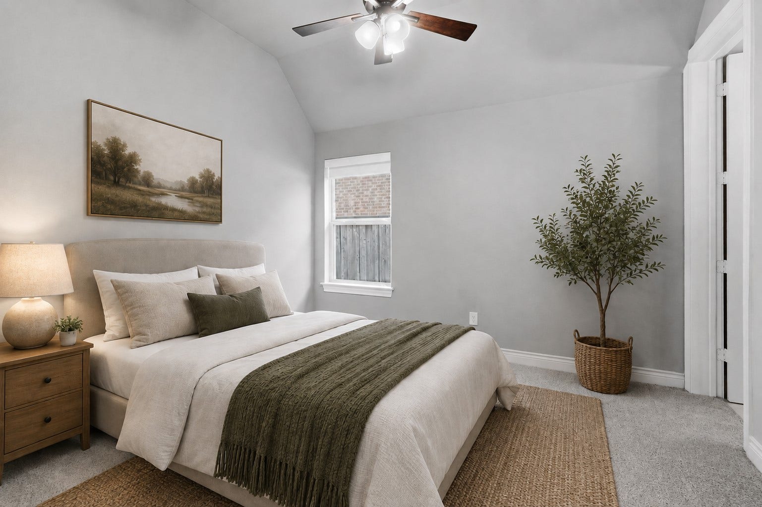 15223 Prairie Dog Town Lane, Cypress, TX 77433 (Virtually staged) Welcoming secondary bedroom with soft neutral finishes, and a comfortable layout that feels bright and inviting.