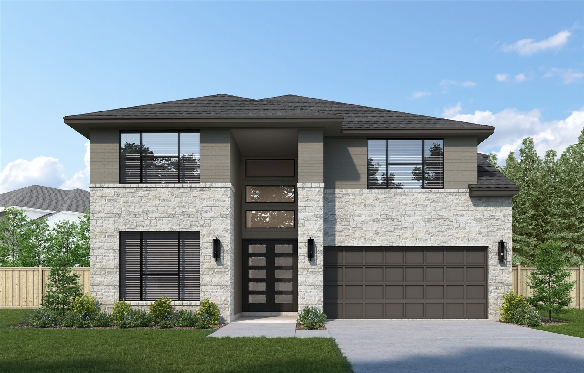 412 Wagyu Trail, New Caney, TX 77357 Westin Homes | Maxwell V Currently Under Construction. Rendering for illustration purposes only; features, selections and colors may vary.