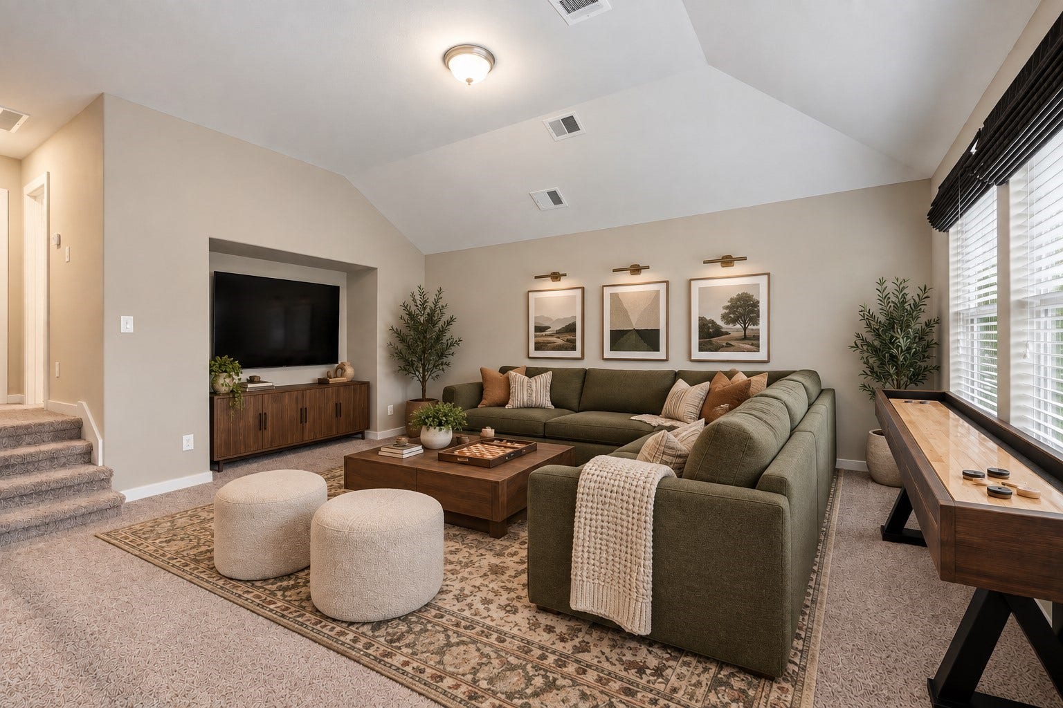 Endless possibilities await in this spacious bonus room! With expansive windows overlooking the backyard, this versatile space is ready to transform. Whether you envision a game room, guest suite, a cozy library, or something entirely your ownthis room adapts to fit your lifestyle. *This photo has been virtually staged.