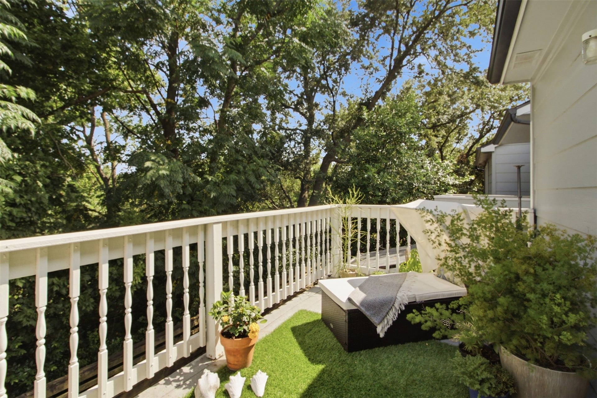 Elevated deck perfect for relaxing and enjoying peaceful outdoor views.