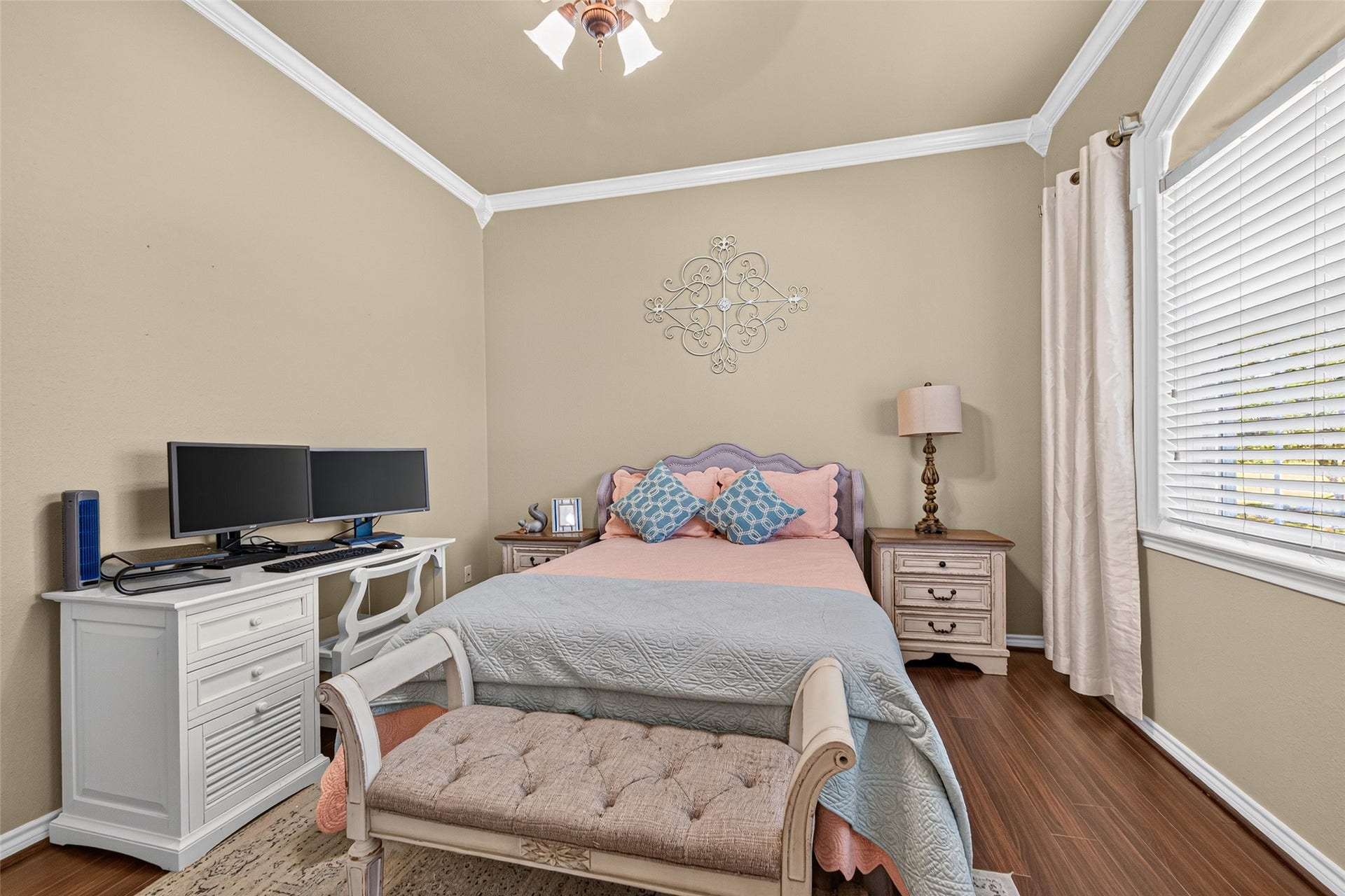 Bright, front office space, currently used as a guest bedroom