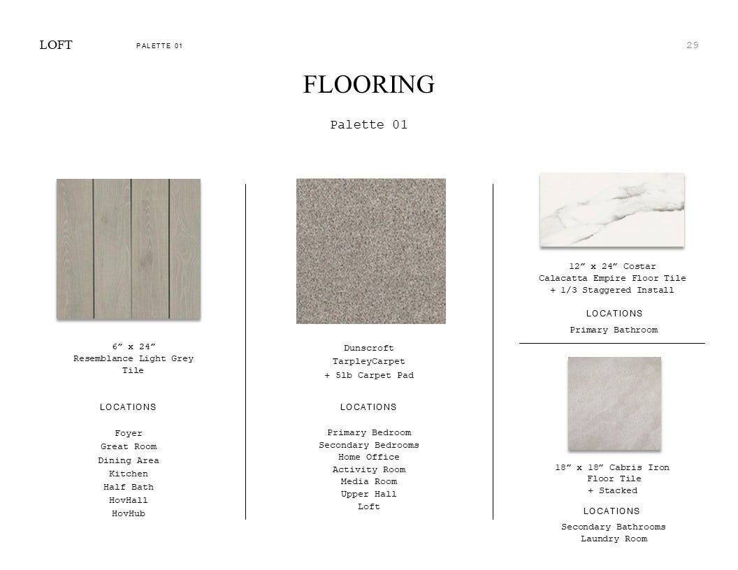564 Day Station Drive, Dayton, TX 77535 Loft Look Palette 1: Flooring Selection Sheet (*Artist rendering used for illustration purposes only.)
