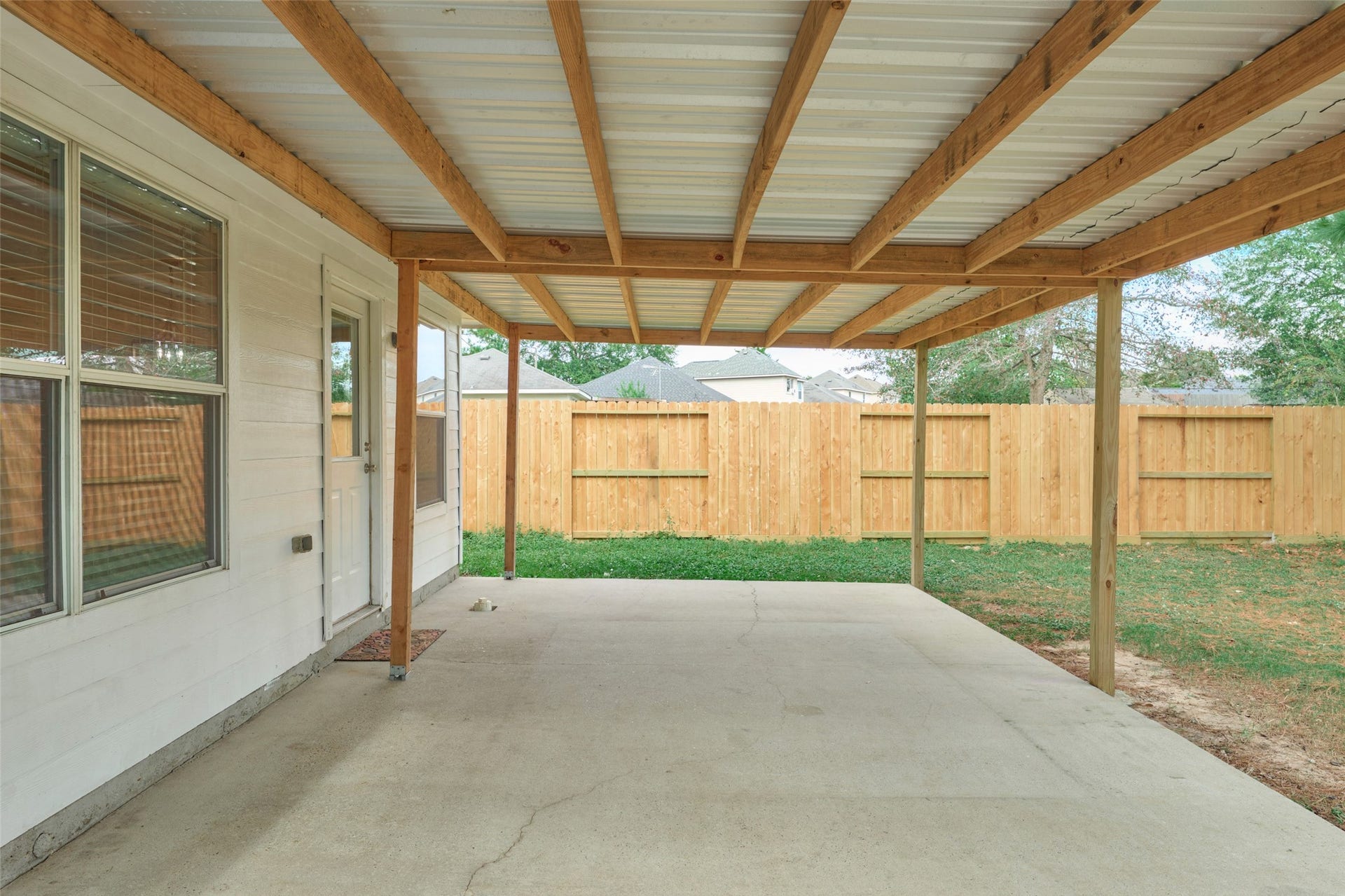 Another view of the large covered patio.