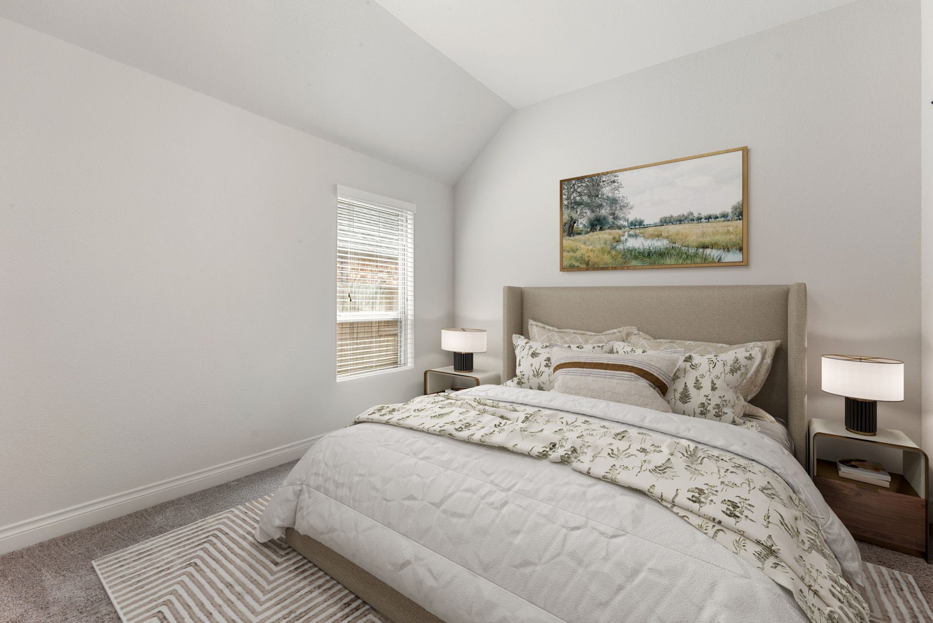 2419 Elmwood Trail, Katy, TX 77493 Cozy secondary bedroom with high ceilings, soft natural light, and neutral tones. Comfortable space perfect for family, guests, or a home office.