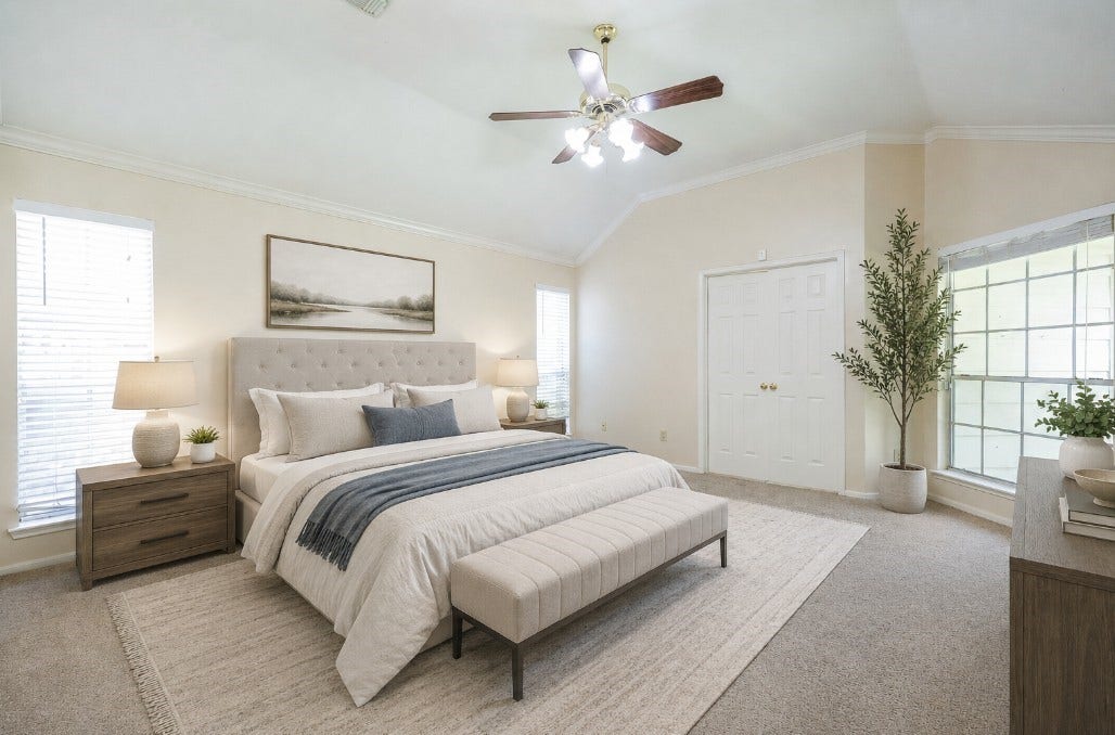 4230 Torrey Creek Lane, Houston, TX 77014 Master bedrom Virtual staging