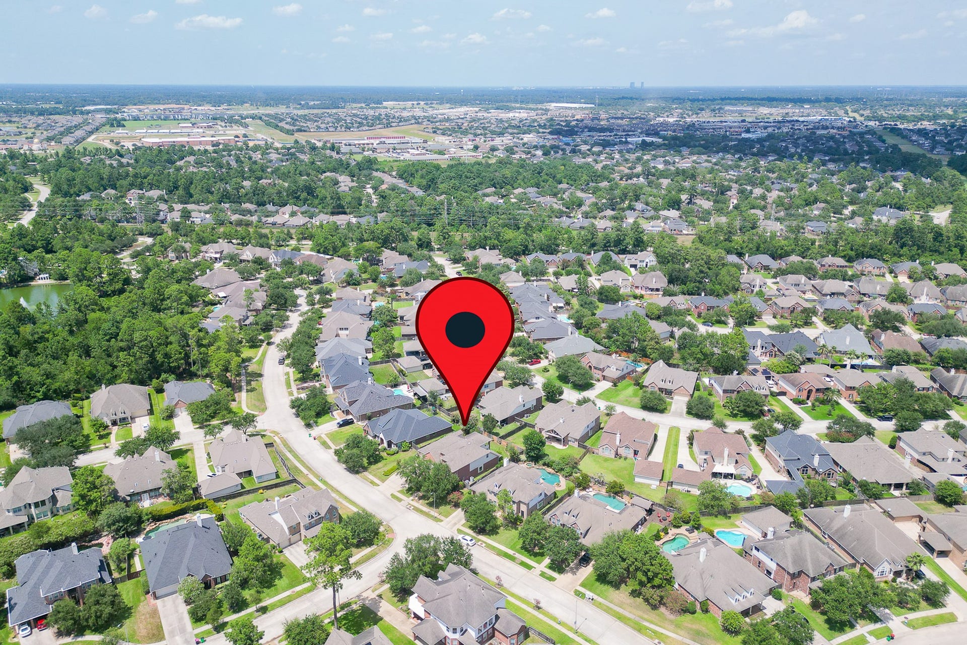 20722 Windrose Bend Drive, Spring, TX 77379 Aerial perspective of Windrose and the surrounding area