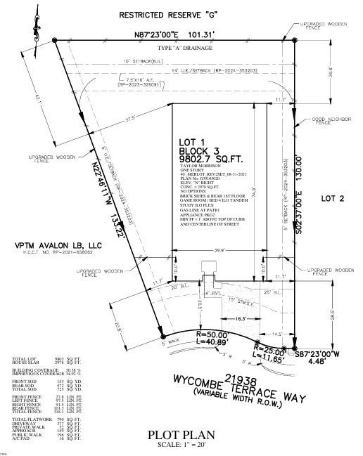 21938 Wycombe Terrace Way Preliminary Plot Plan