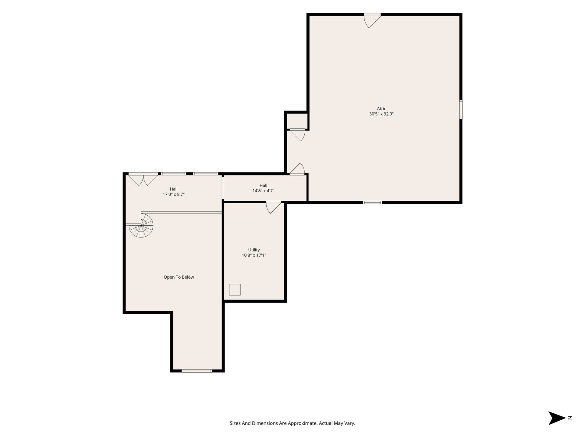 28911 Sapphire Circle, Magnolia, TX 77355 Upstairs floor plan shows landing with access to large floored attic storage space & 1000 + wired/plumbed square foot flex space waiting for you to finish out! Two balconies.