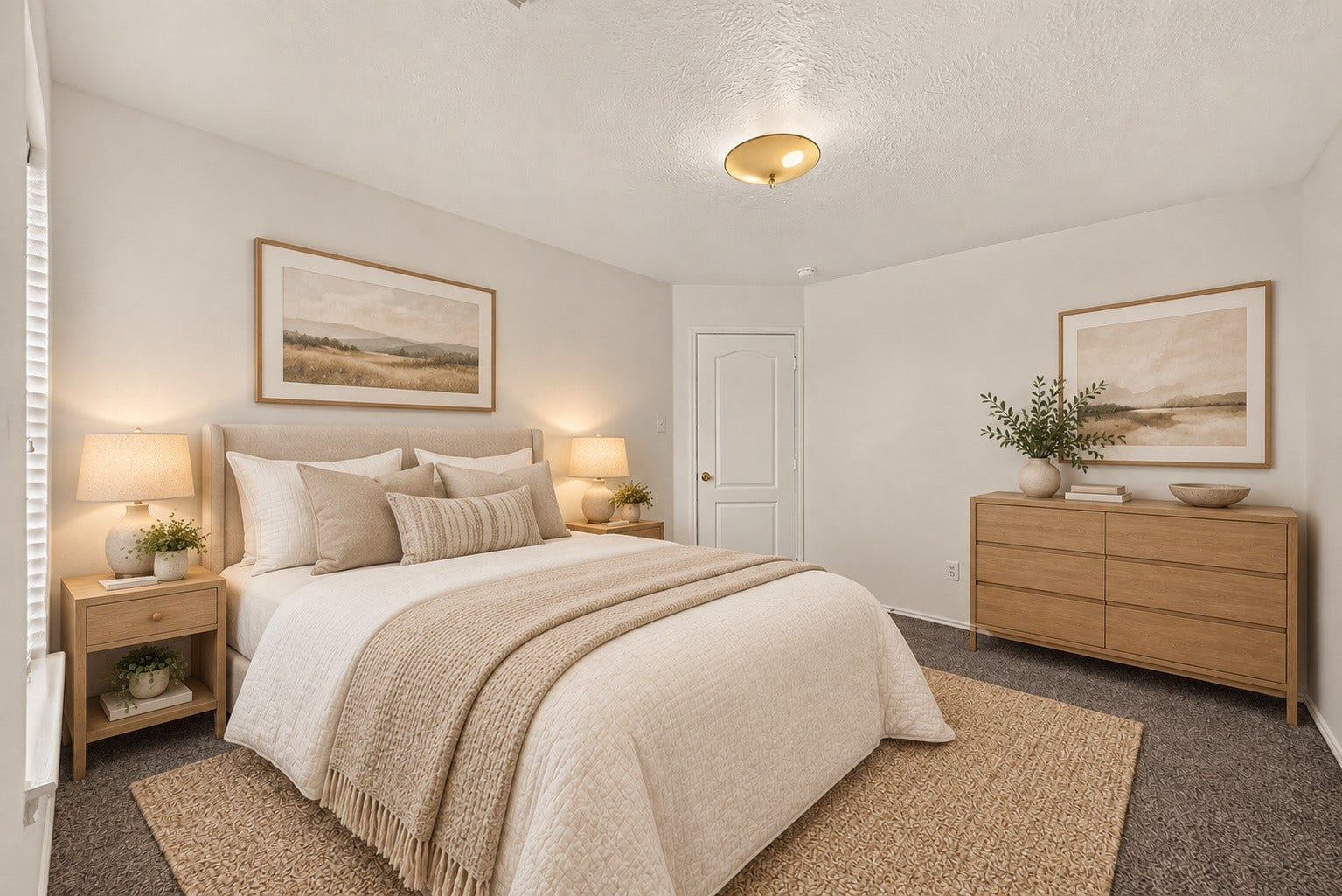 3111 Lantern Bay Lane, Katy, TX 77449 The first guest bedroom with a flexible layout and carpeted flooring. Virtually staged.