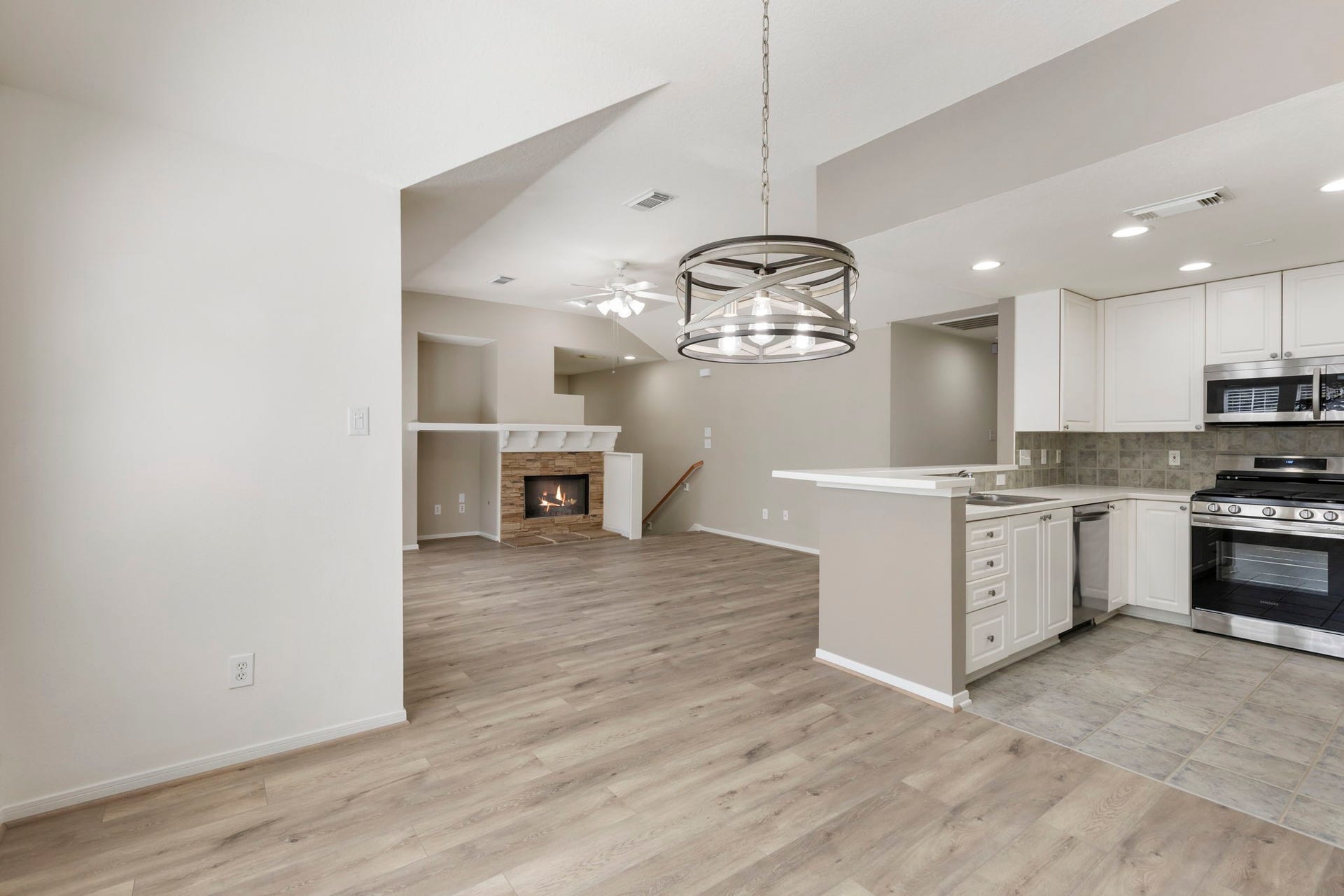Dining area is open to the kitchen and living room.